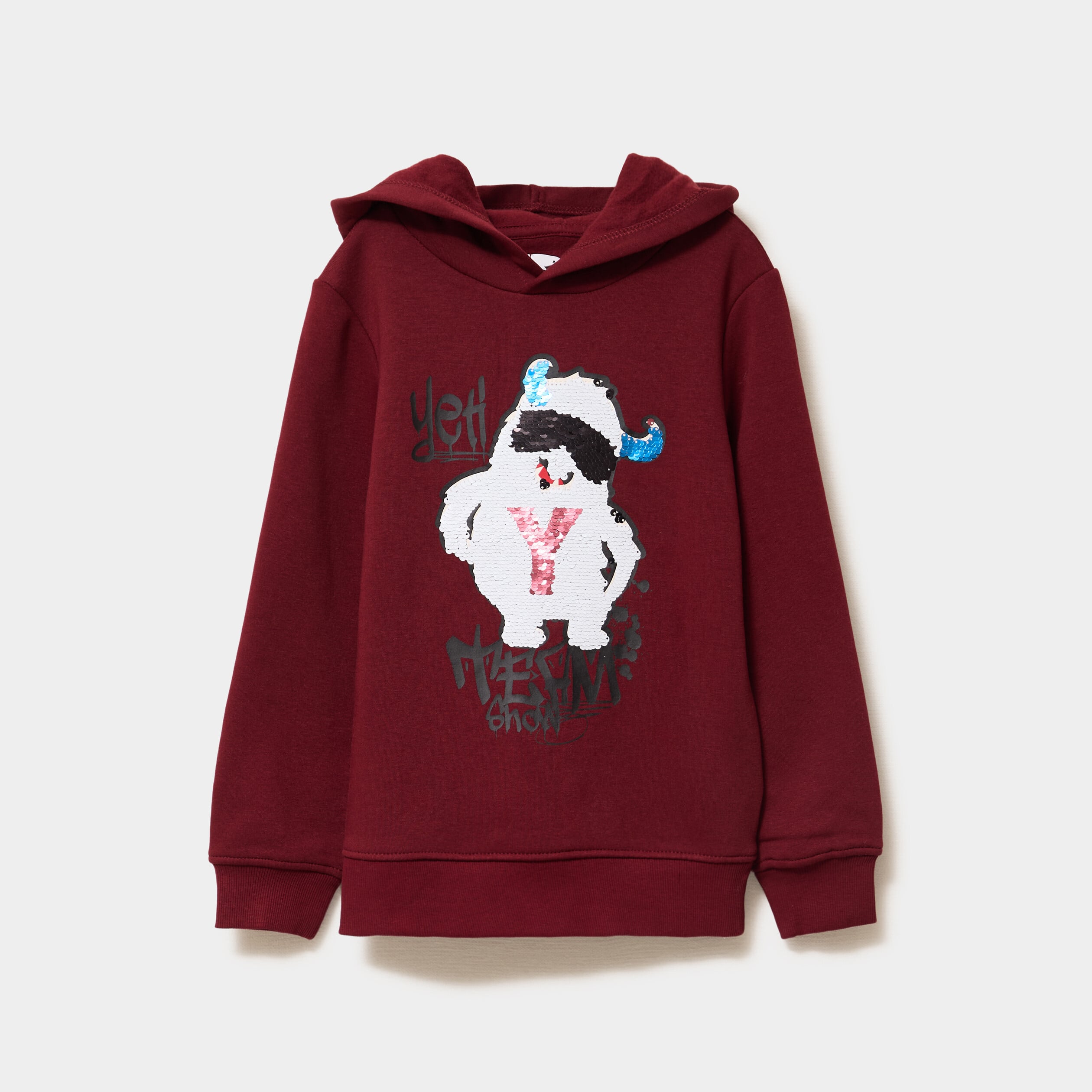 Sweat hoodie sequins r&eacute;versibles bordeaux gar&ccedil;on