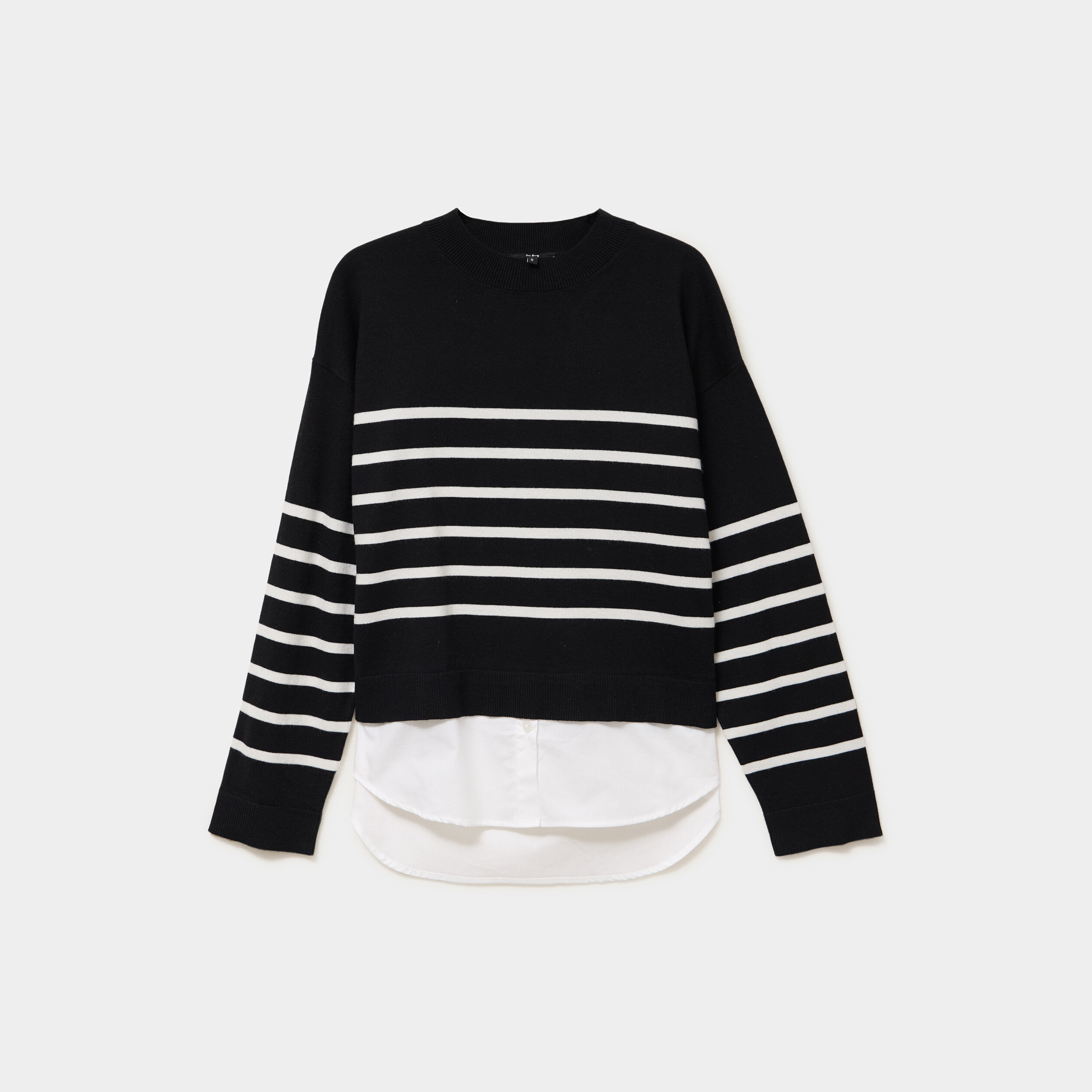 Pull effet 2-en-1 noir femme