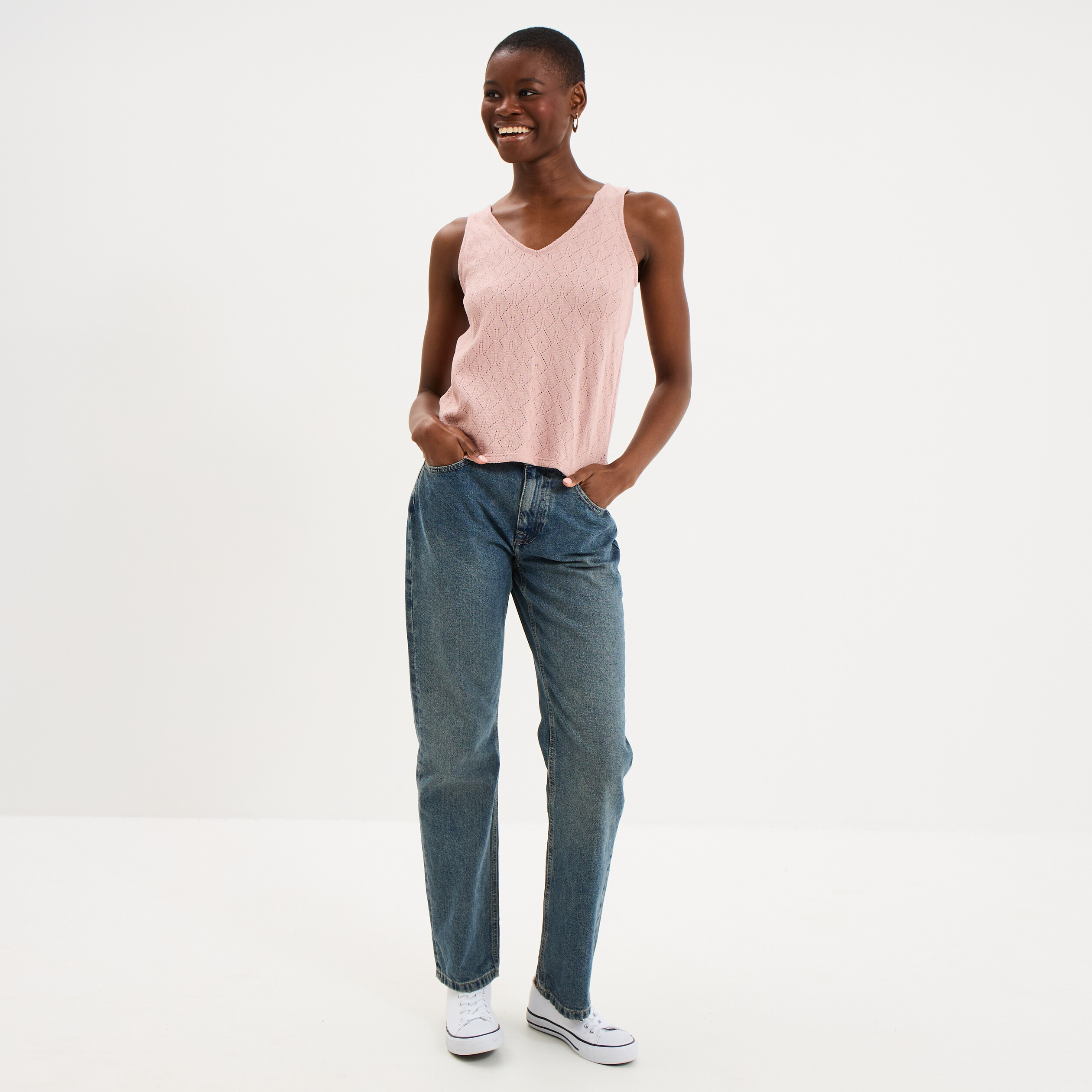 D&eacute;bardeur d&eacute;tails ajour&eacute;s rose poudr&eacute;e femme