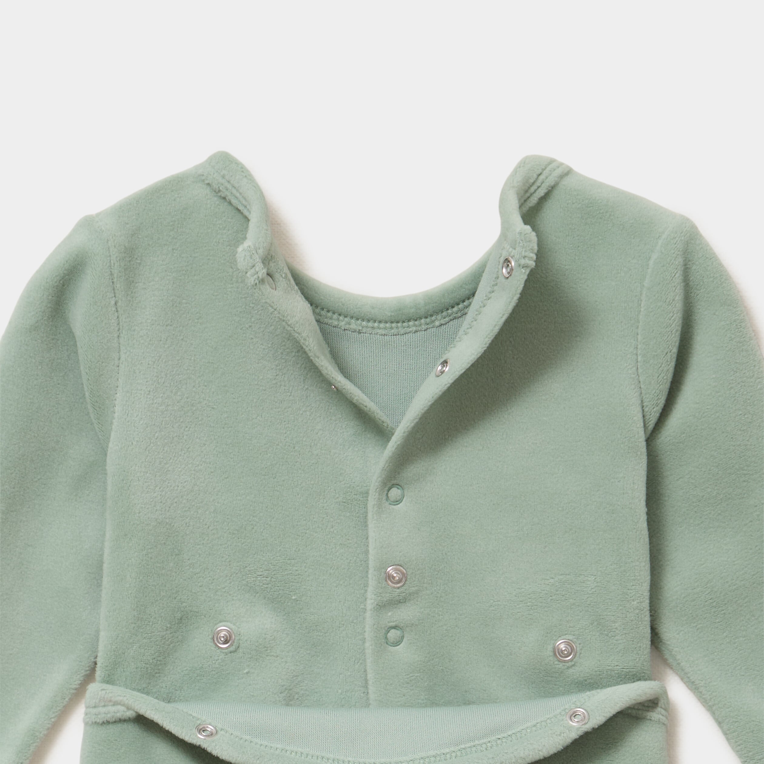 Dors-bien effet velours manches longues vert b&eacute;b&eacute;