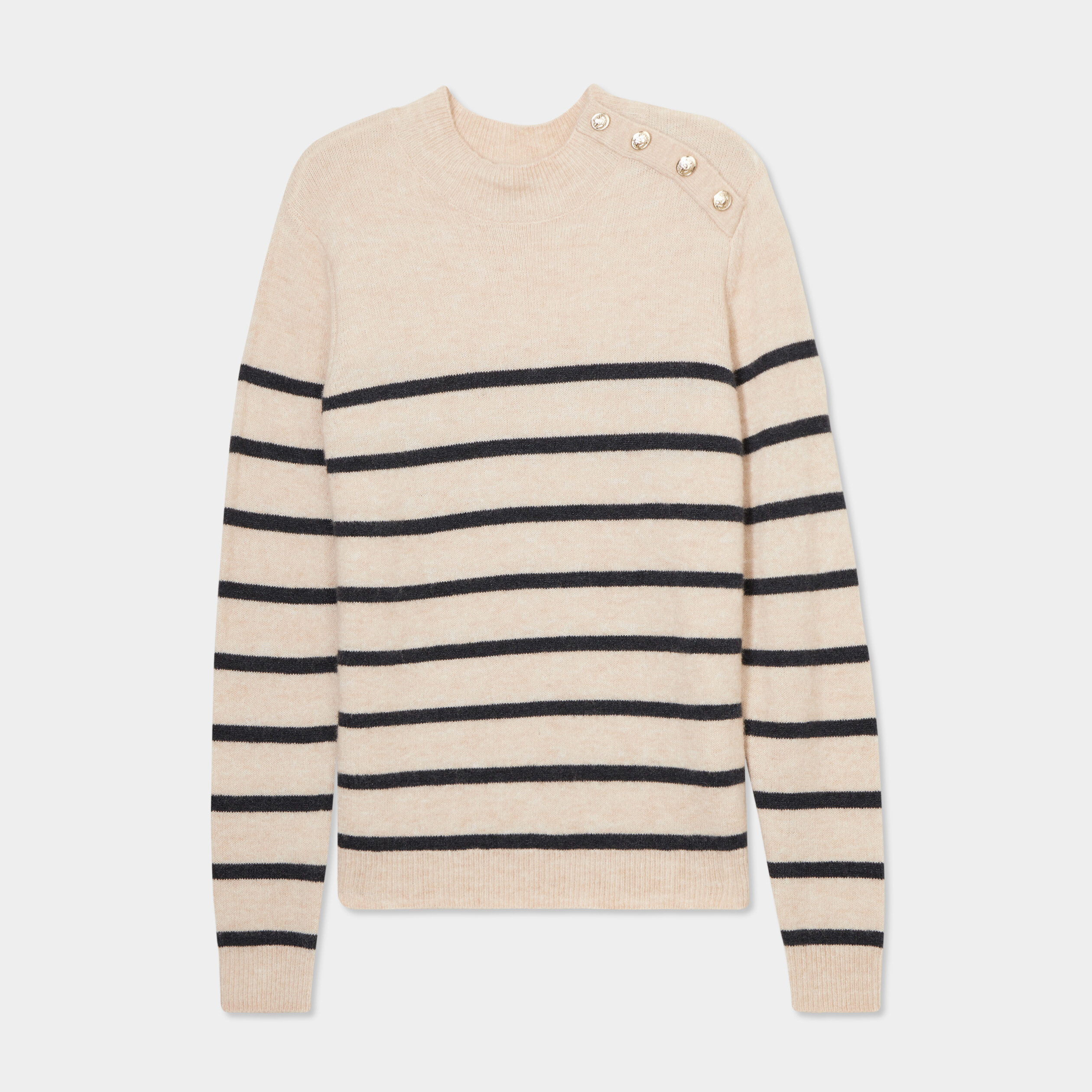 pull manches longues avec boutons beige femme Pull manches longues avec boutons beige femme
