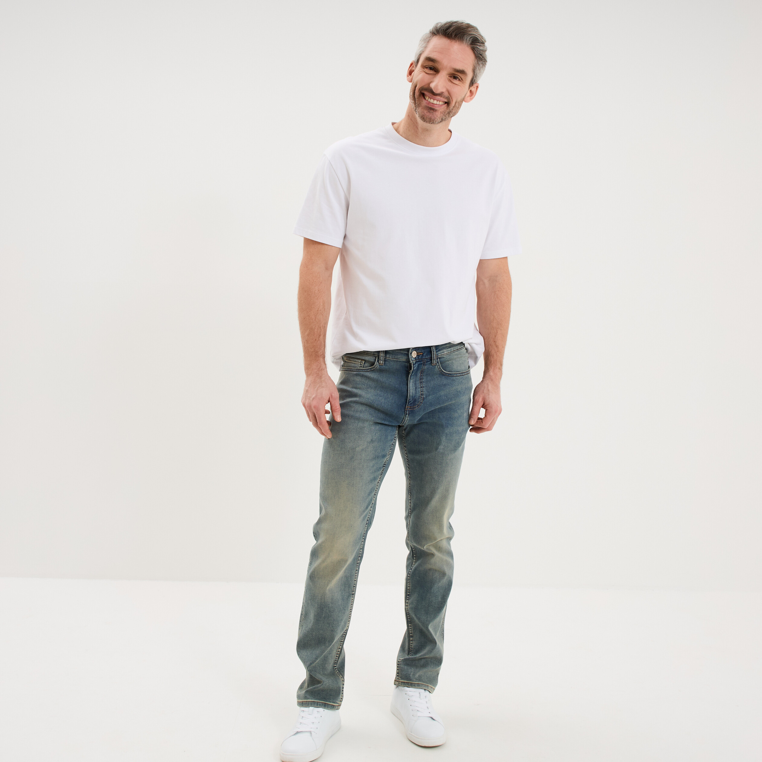 Jean stretch coupe regular denim double stone homme