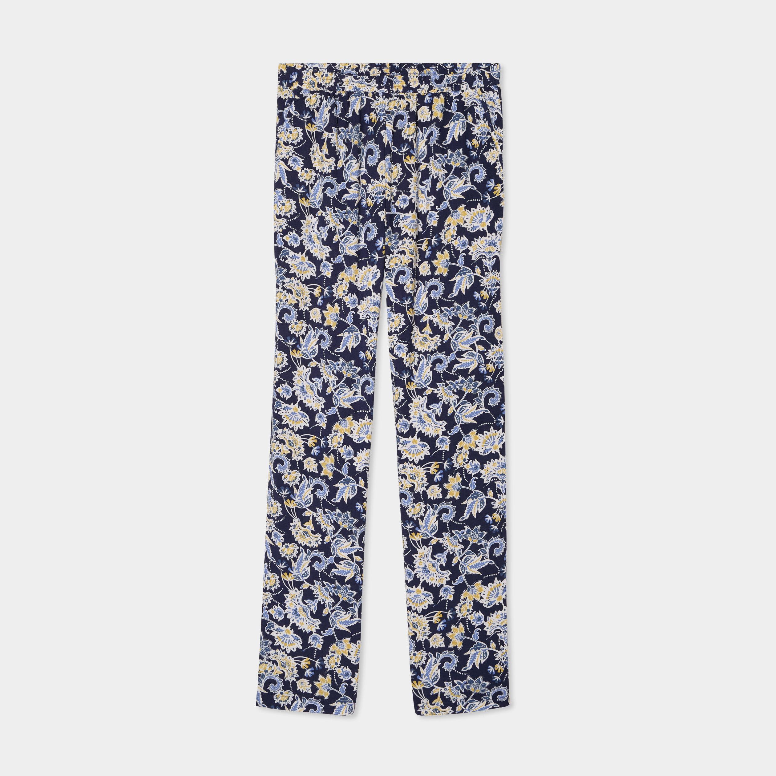 pantalon de pyjama fluide taille haute bleu marine femme Pantalon de pyjama fluide taille haute bleu marine femme