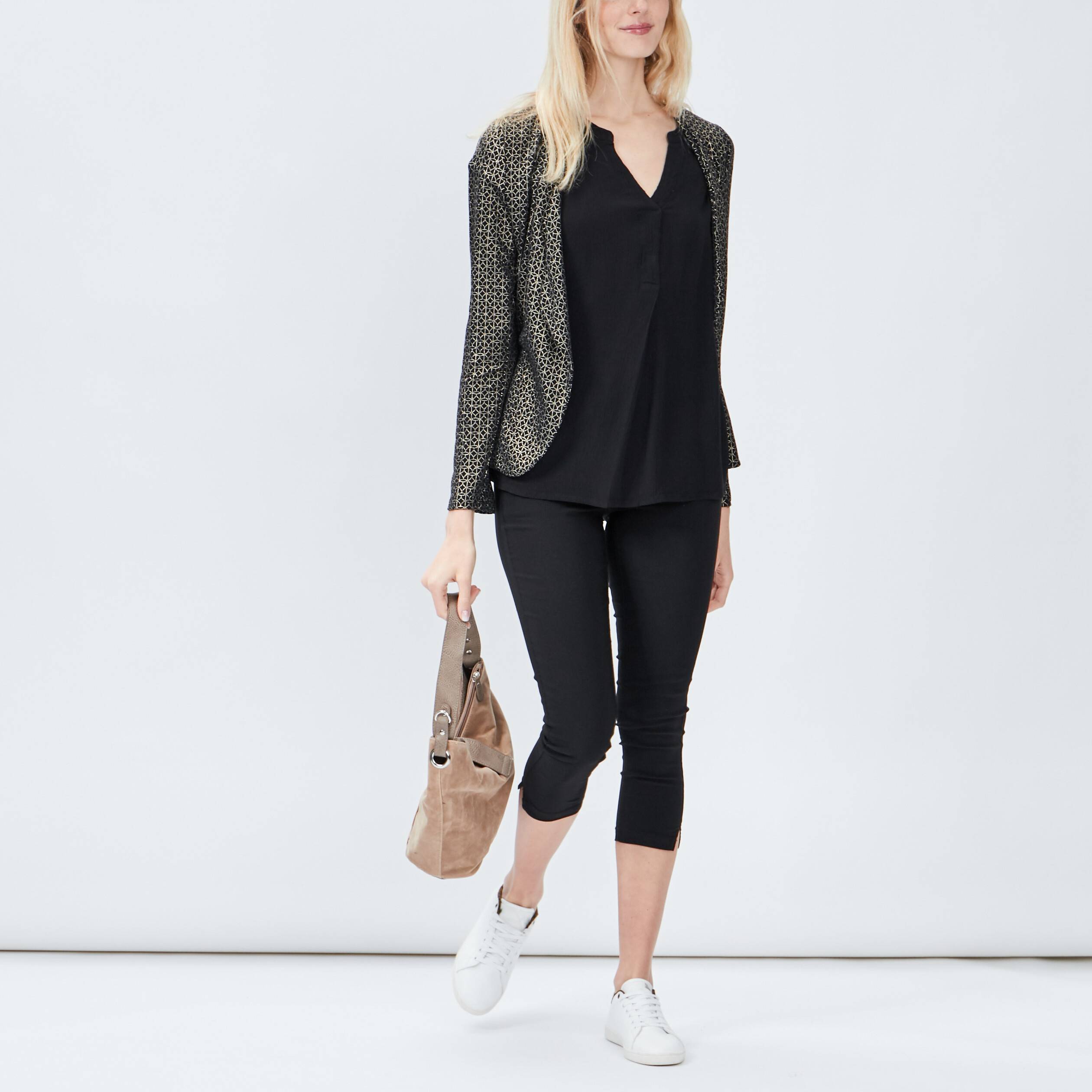 pantacourt slim taille haute noir femme Pantacourt slim taille haute noir femme