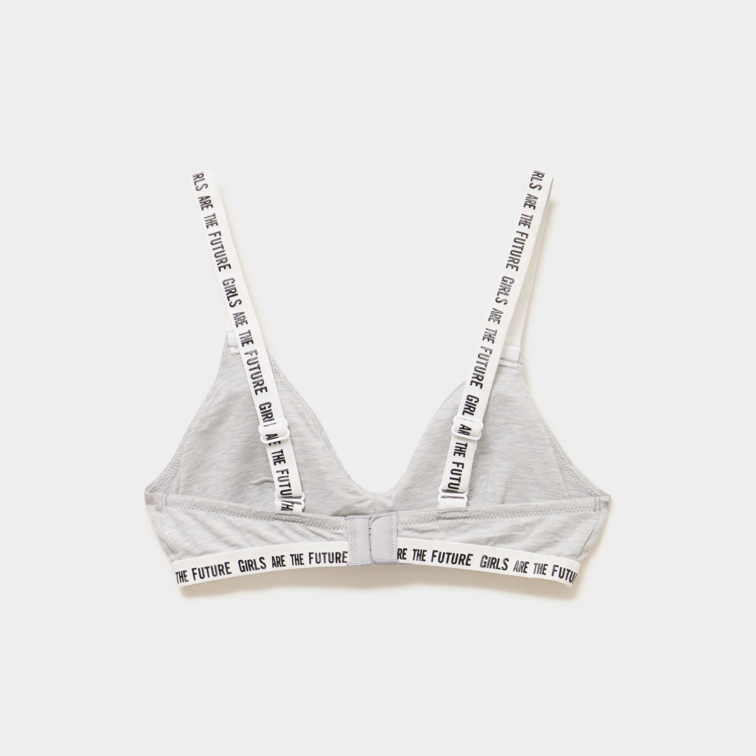 Lot 2 brassi&egrave;res forme triangle coton gris clair fille