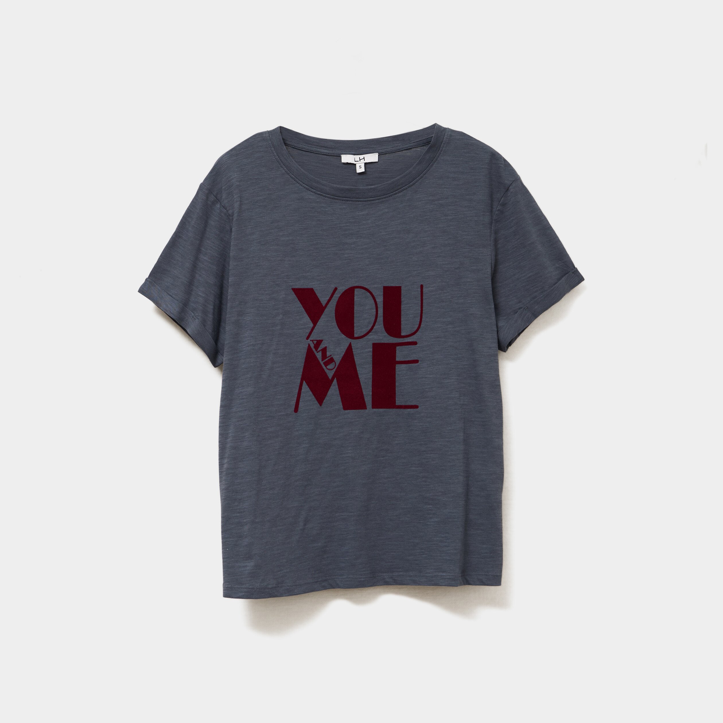 t shirt manches courtes coton bleu gris femme T-shirt manches courtes coton bleu gris femme