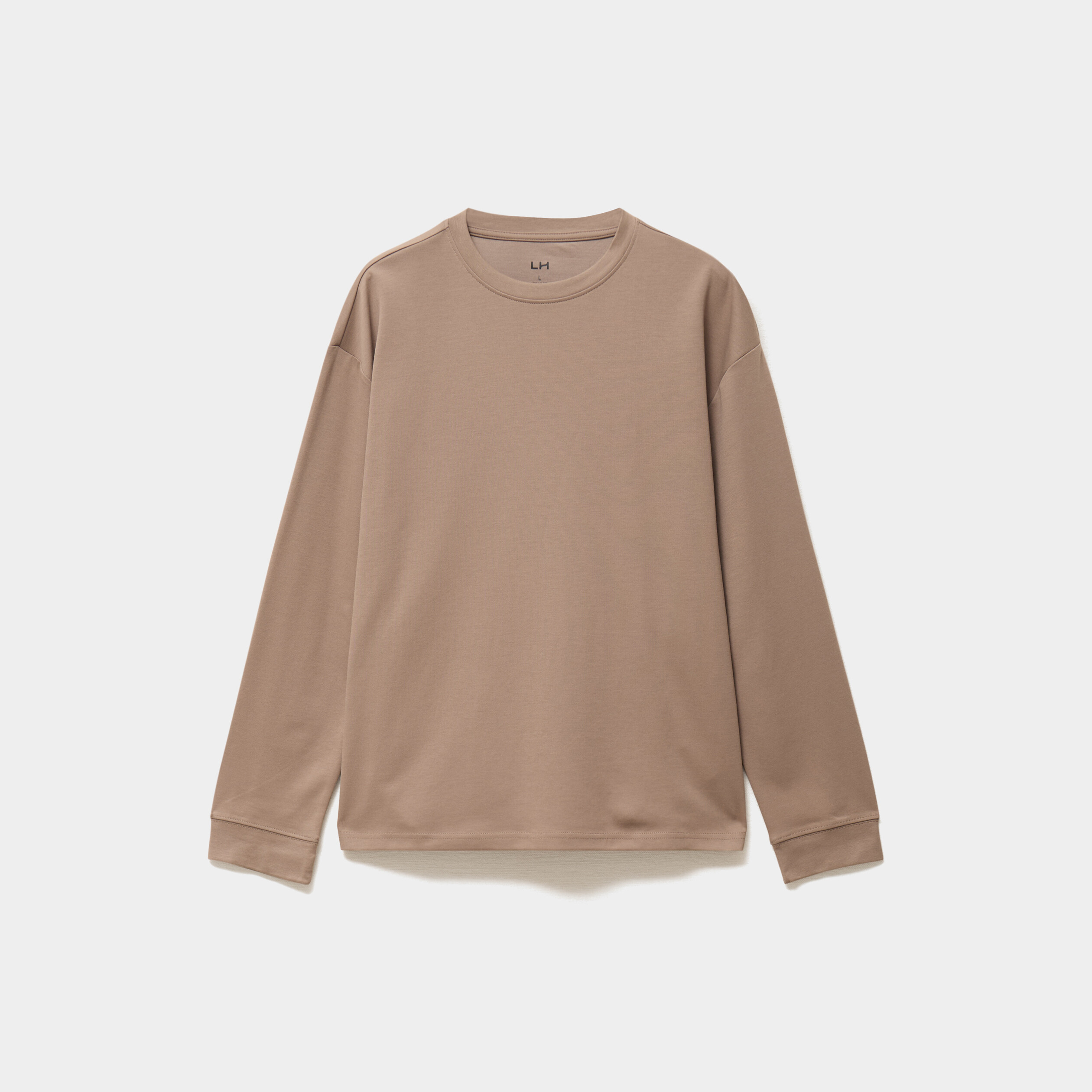 T-shirt col rond manches longues gris homme
