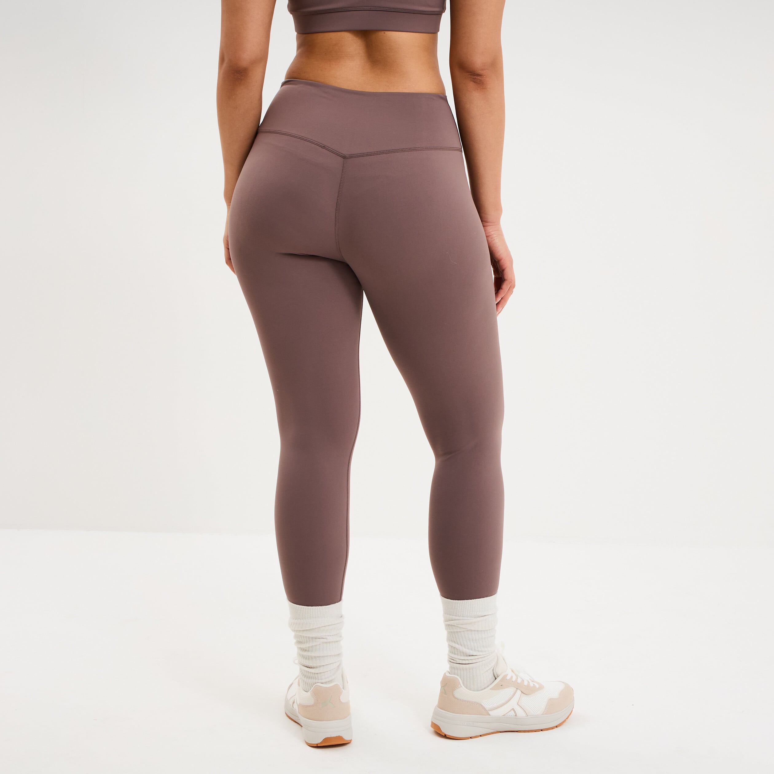 Legging de sport gainant taille haute mauve femme