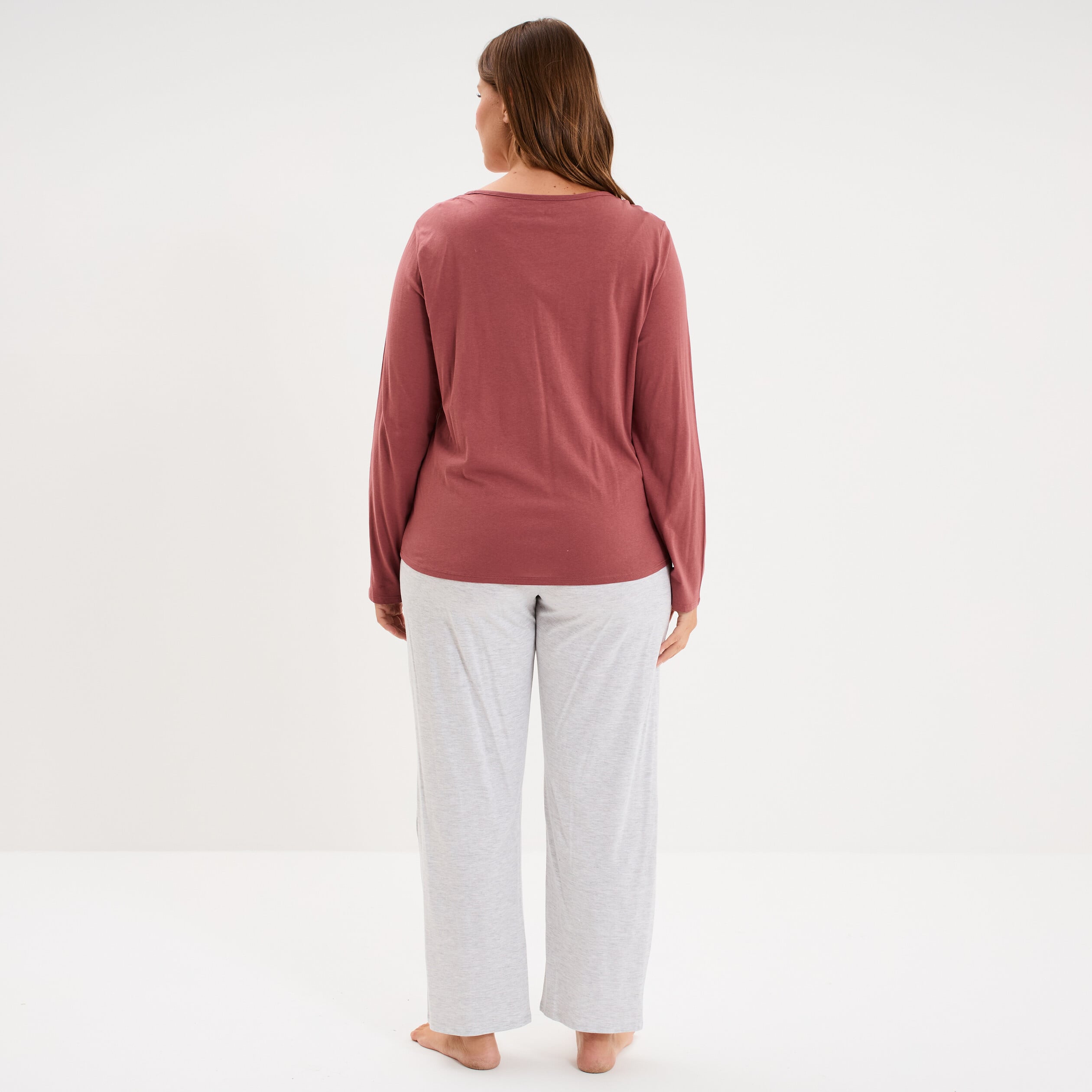 Ensemble pyjama pantalon et t-shirt rose framboise femme grande taille