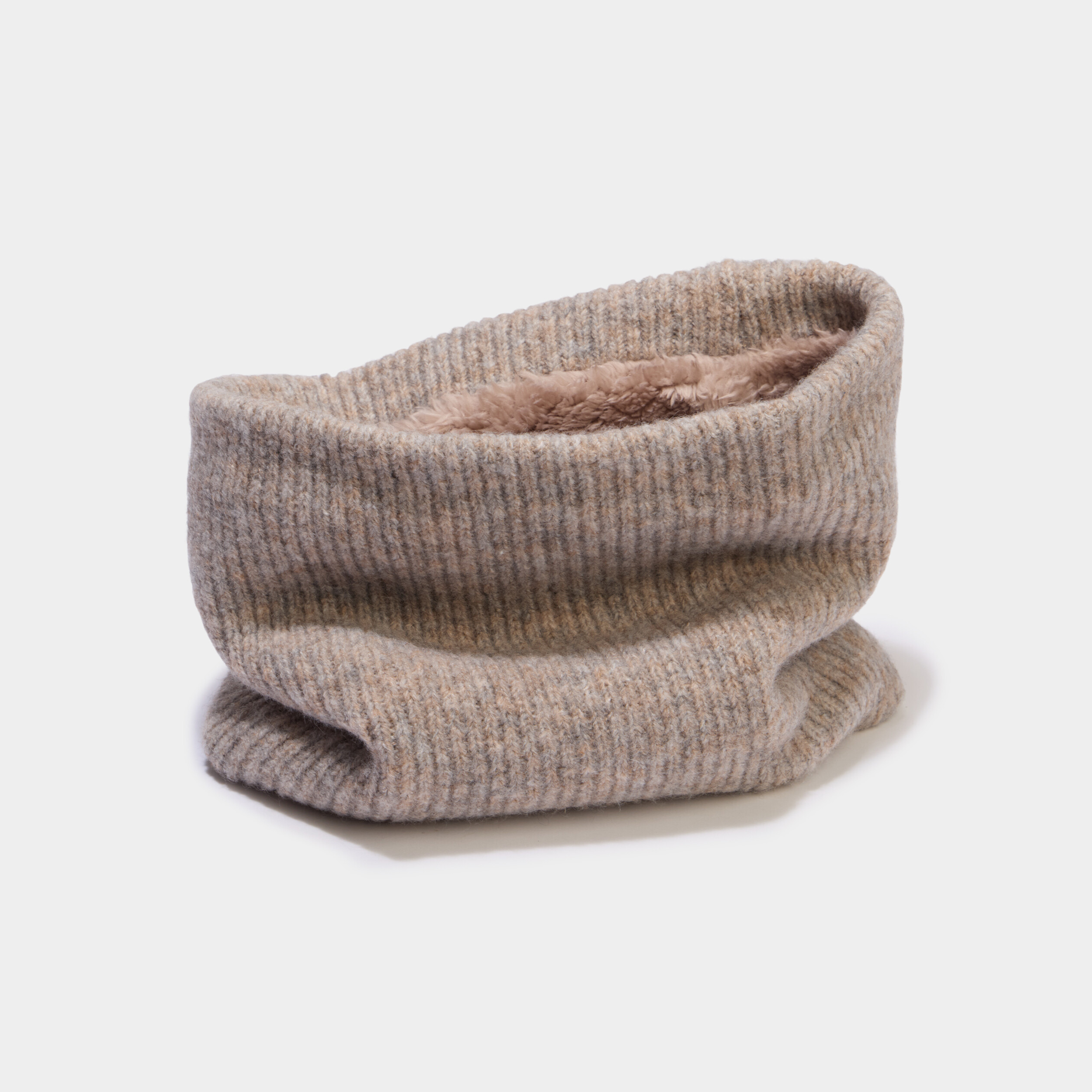 Tour de cou tricot&eacute; fourr&eacute; beige mixte