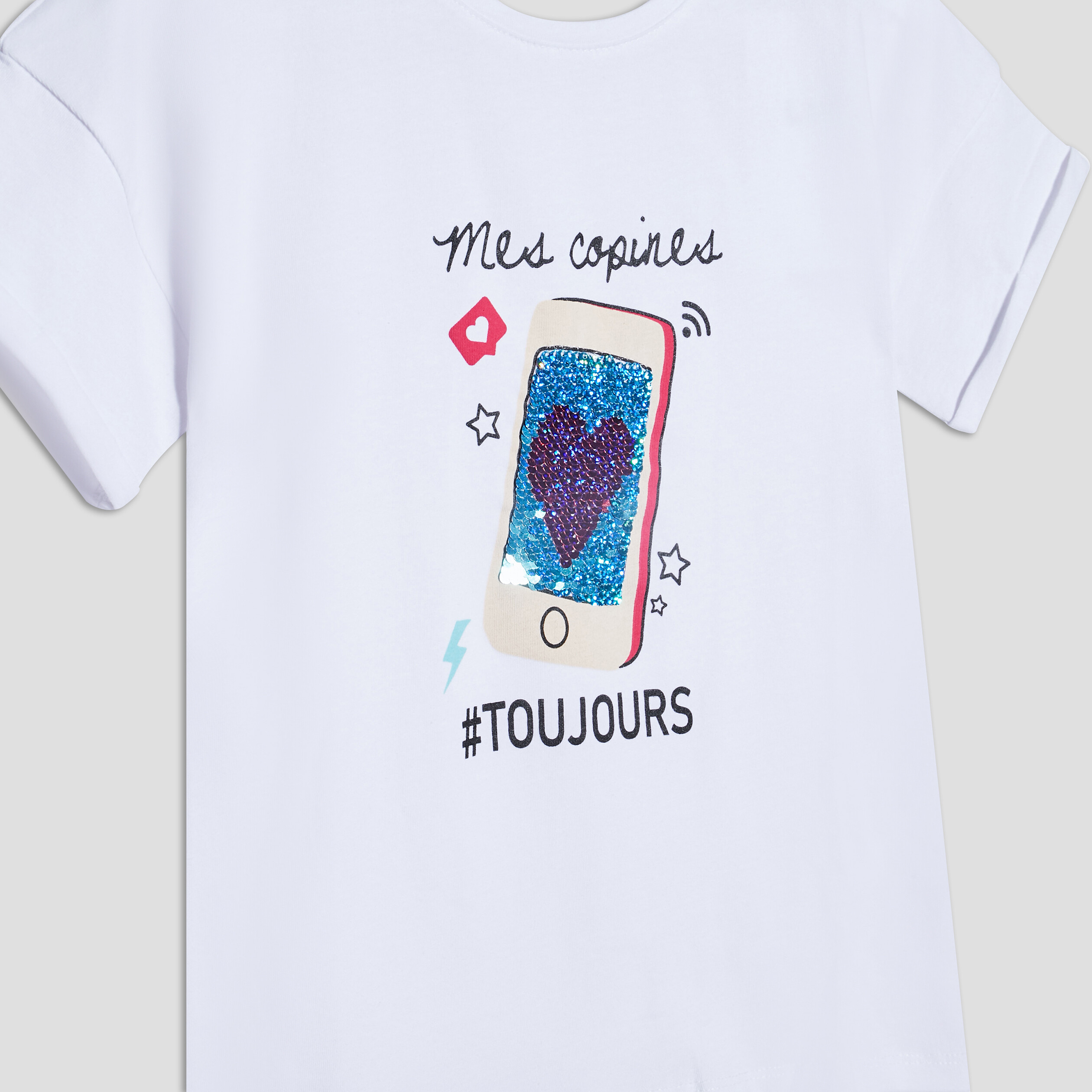 T-shirt manches courtes blanc fille