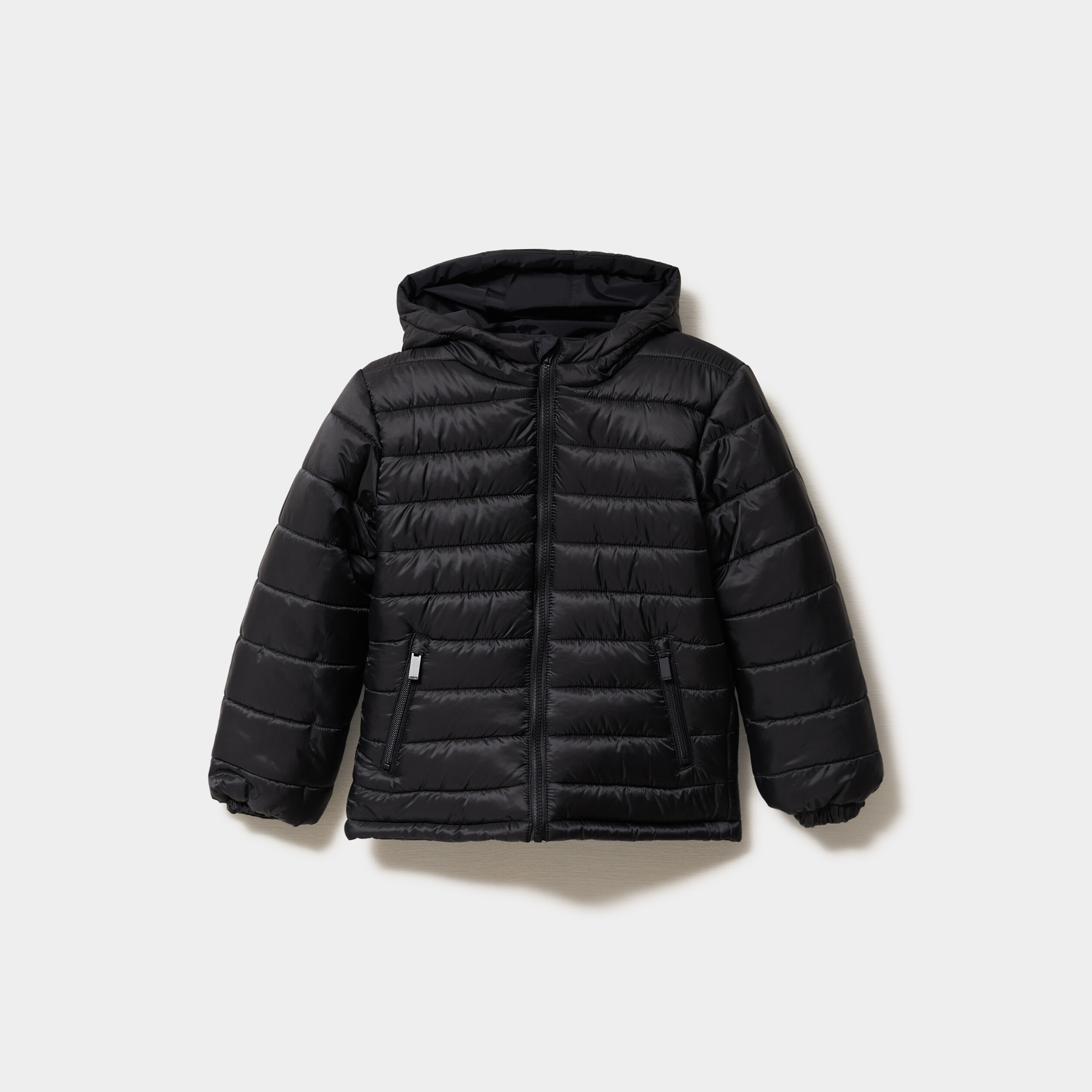 Doudoune r&eacute;versible zipp&eacute;e &agrave; capuche noir gar&ccedil;on