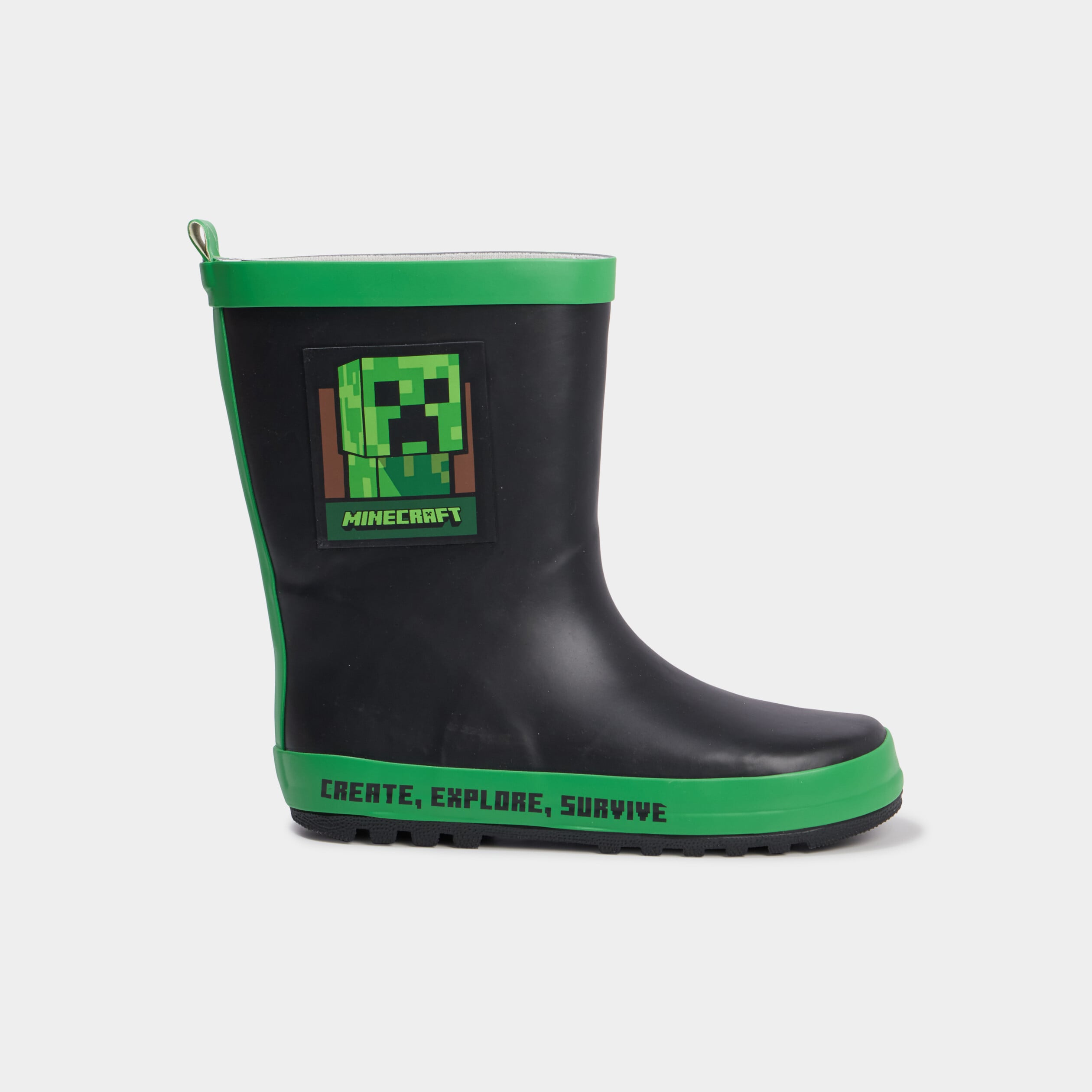 Bottes de pluie Minecraft noir gar&ccedil;on