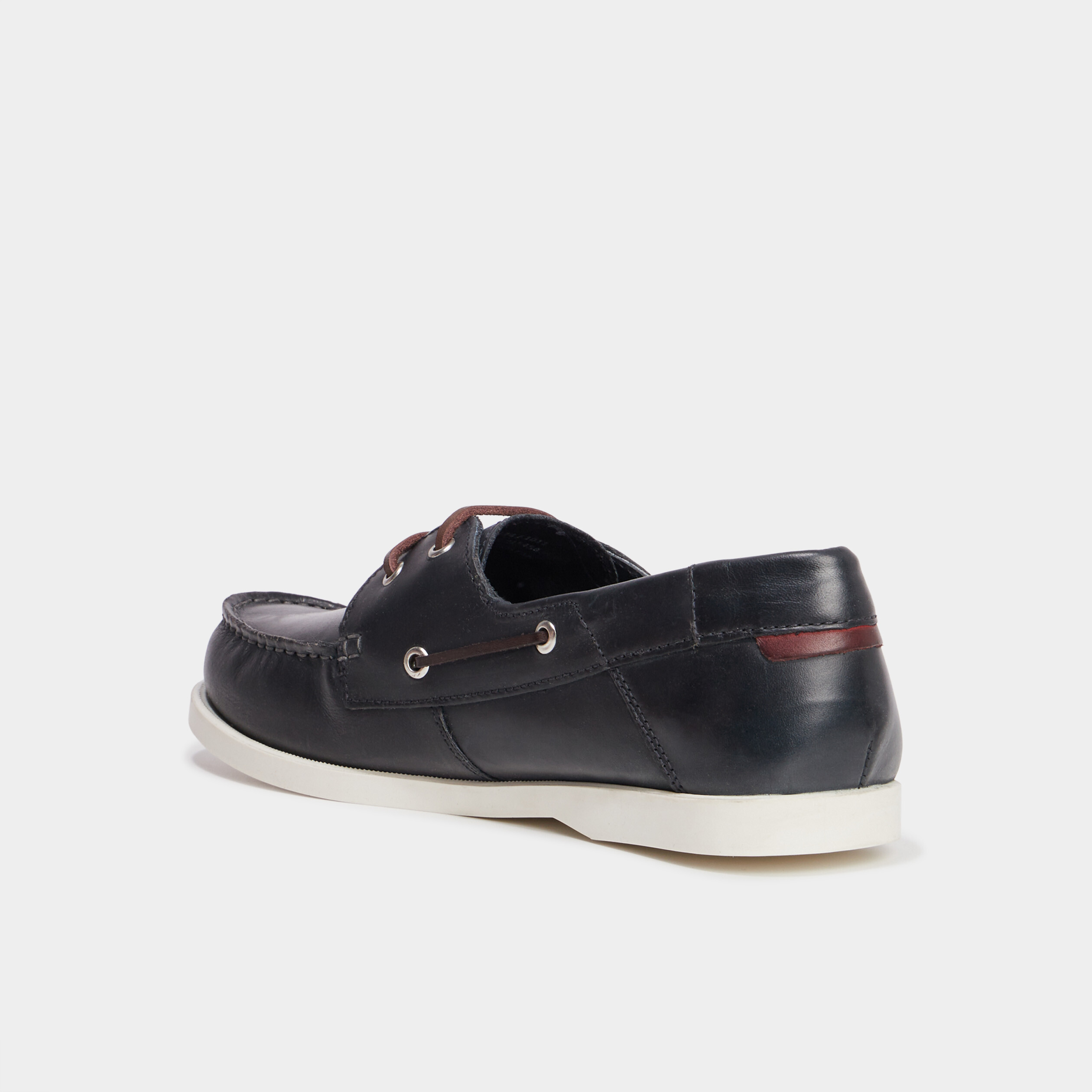 Chaussures bateau en cuir bleu marine homme