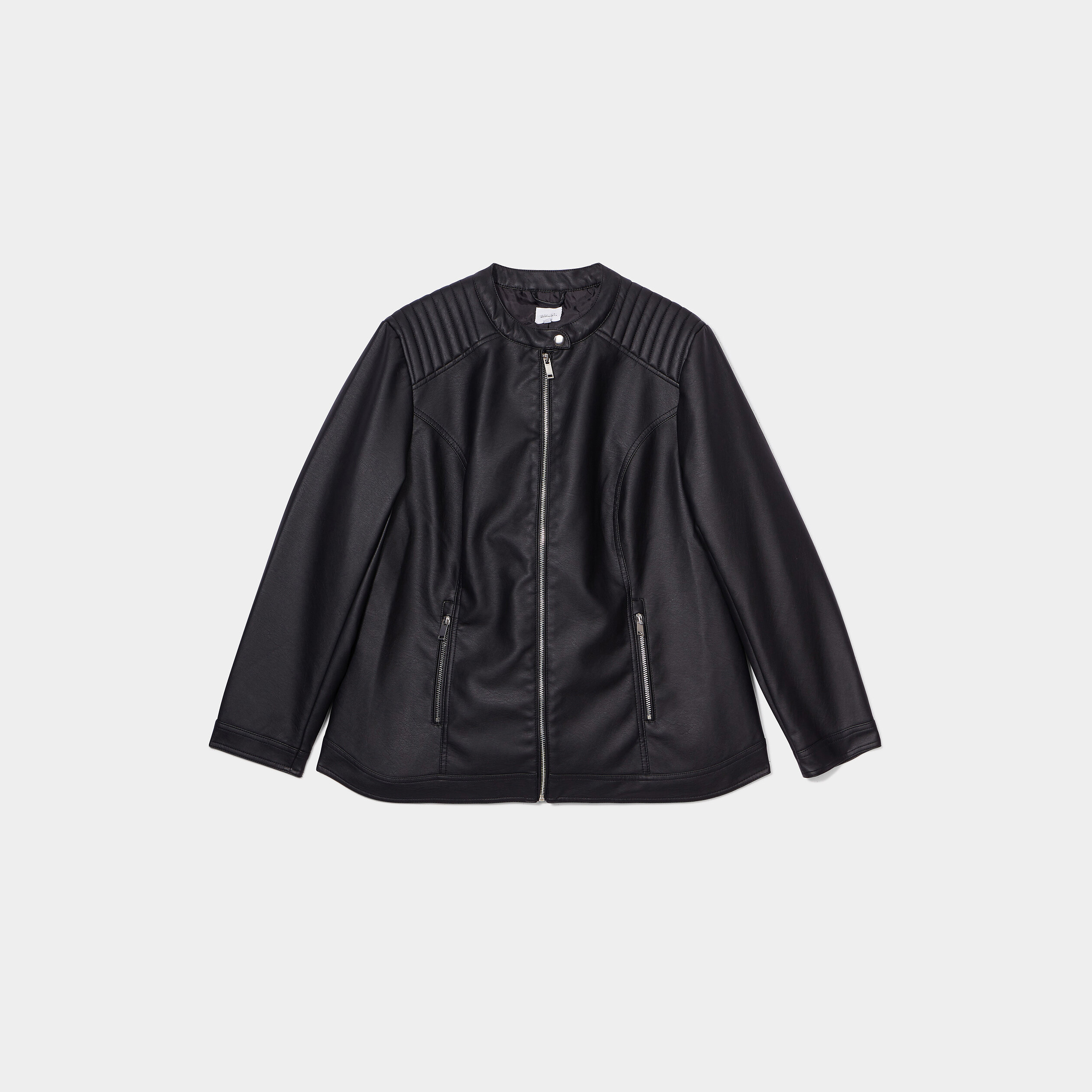 Veste biker simili cuir noir femme grande taille