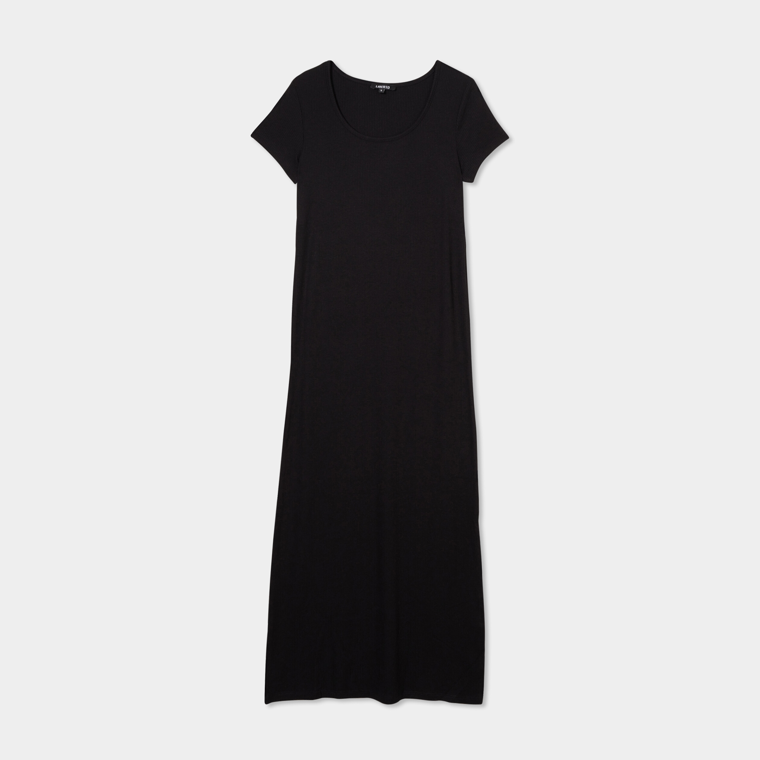 robe longue droite cotelee liberto noir femme Robe longue droite côtelée Liberto noir femme