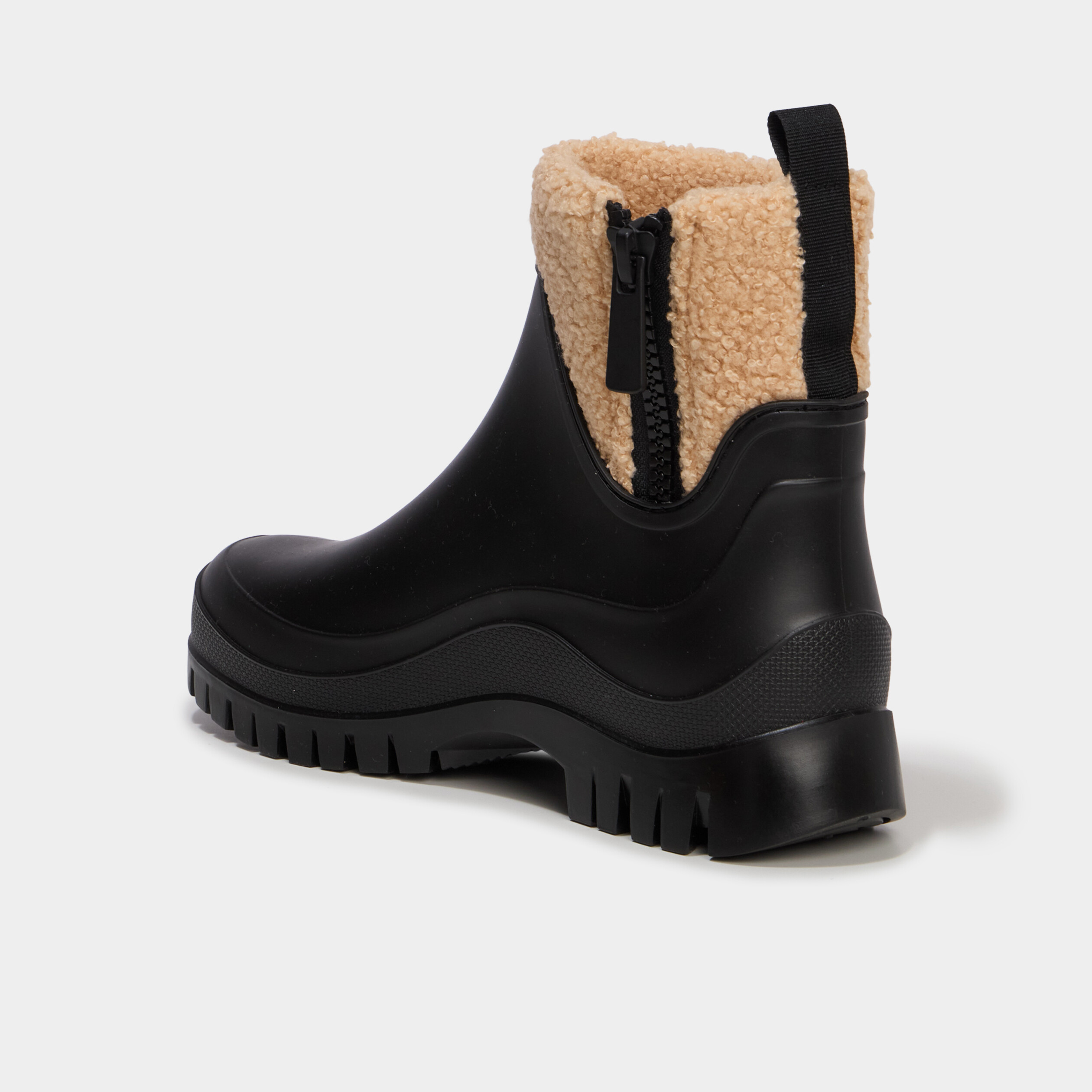 Bootes de pluie avec d&eacute;tails polaire noir femme