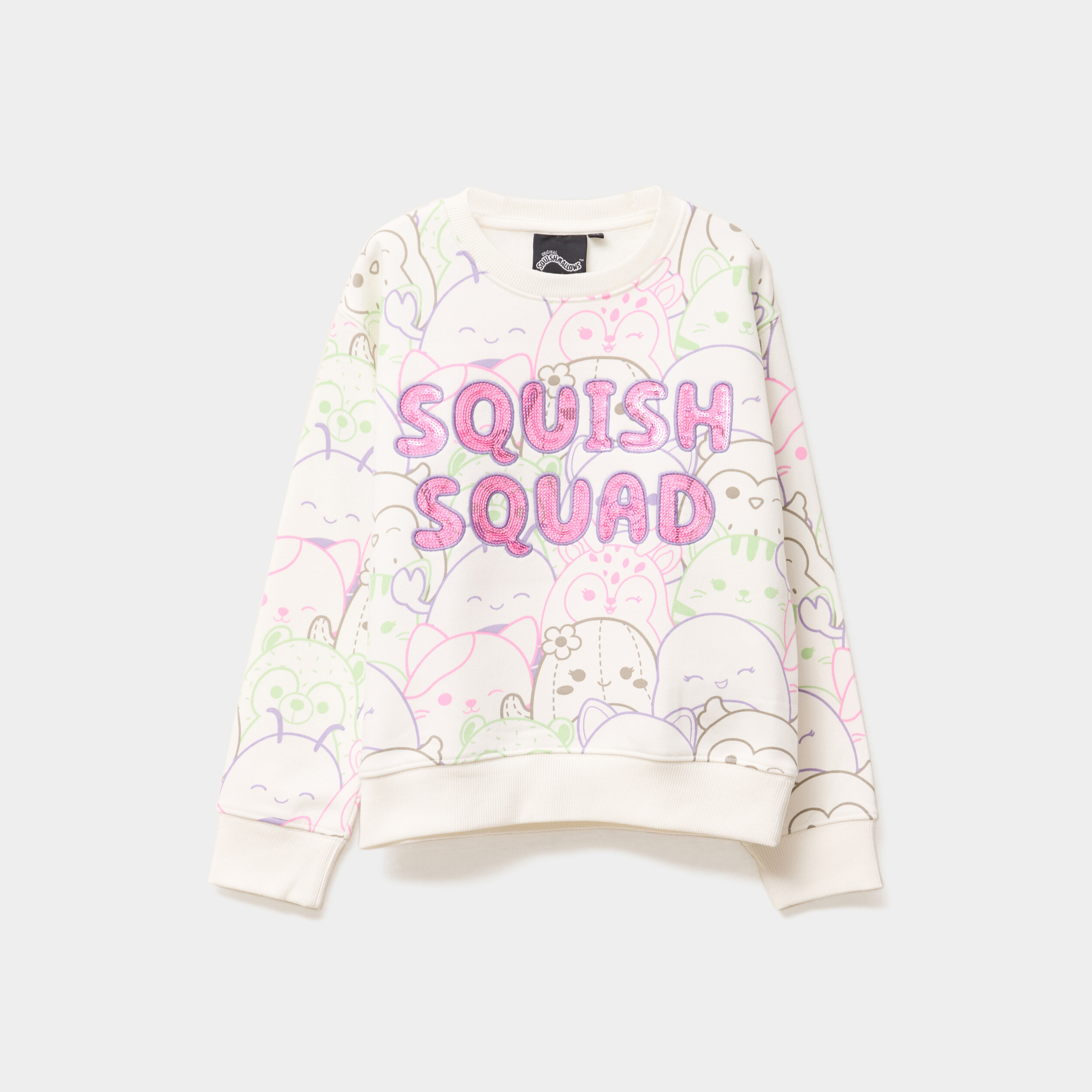 Sweat &agrave; sequins Squishmallow ivoire fille