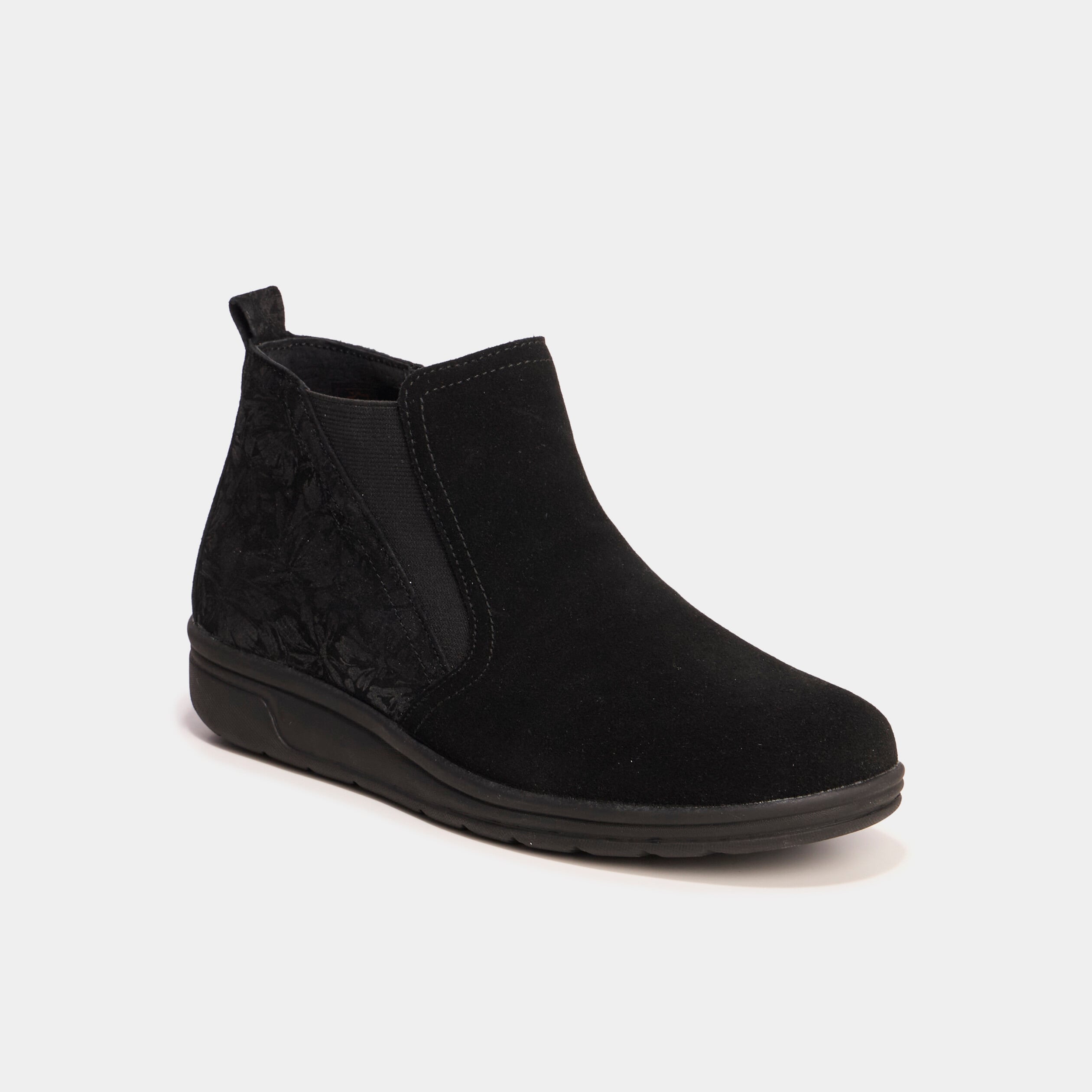 Boots confort en cuir noir femme