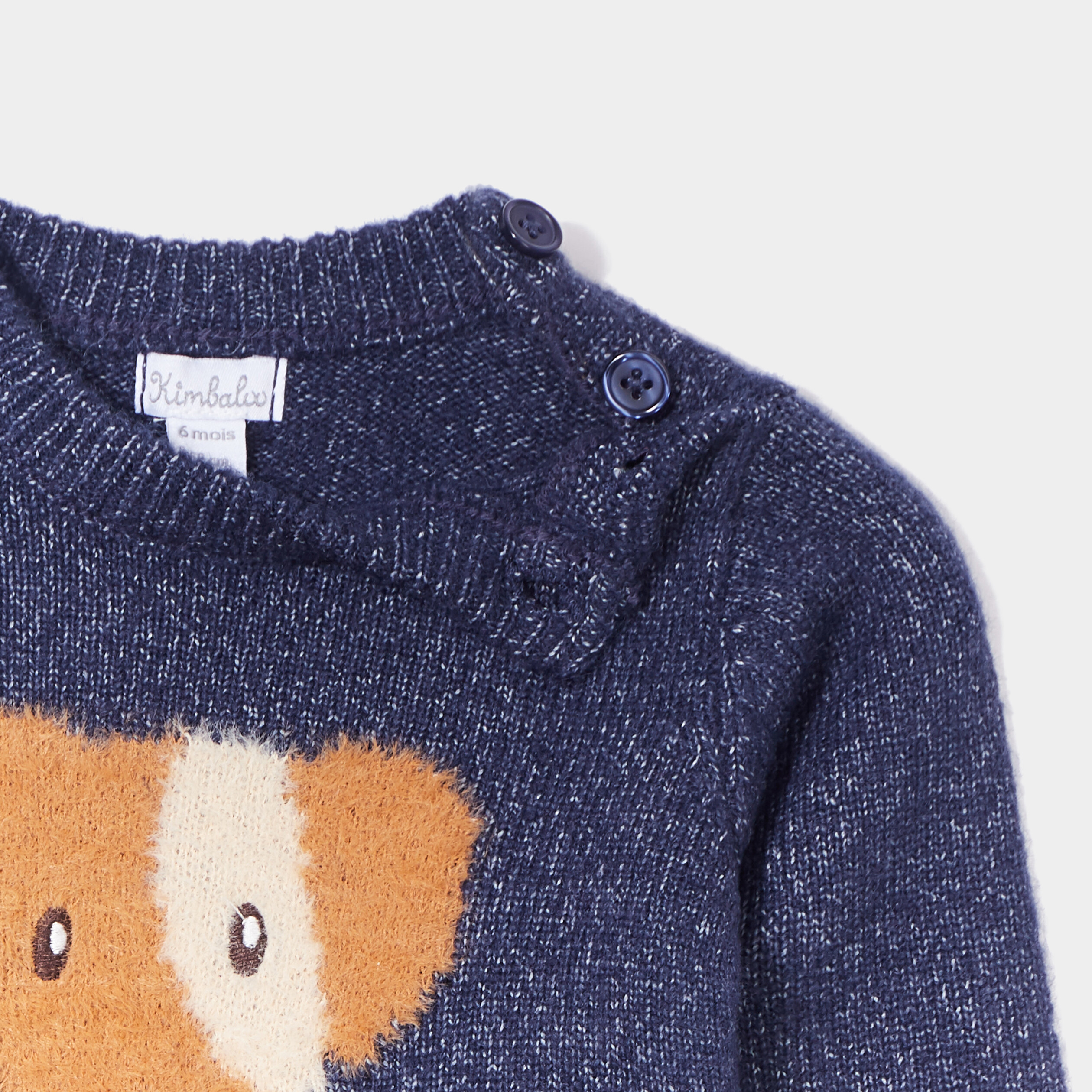 pull droit epaule boutonnee kimbaloo bleu marine bebeg Pull droit épaule boutonnée Kimbaloo bleu marine bébé garçon
