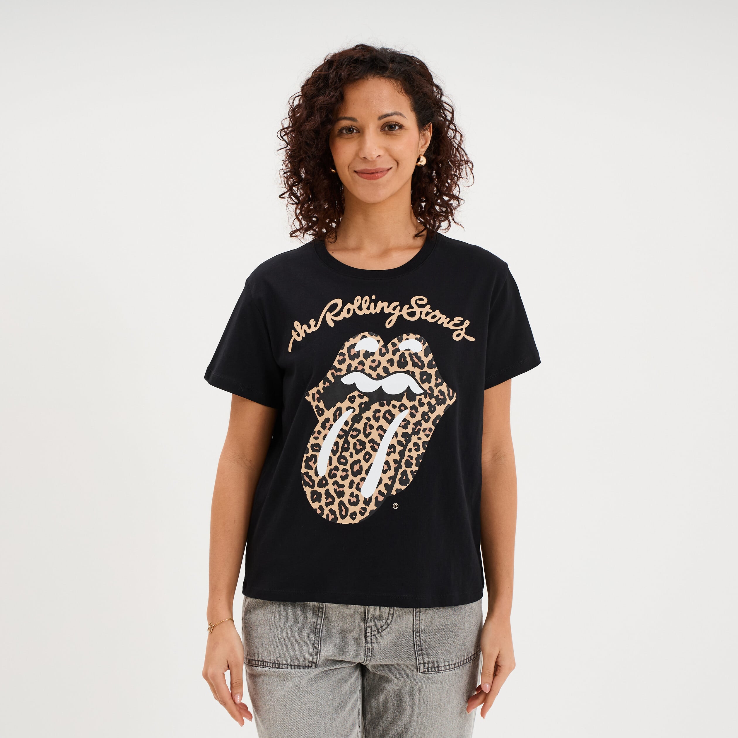T-shirt manches courtes Rolling Stones noir femme