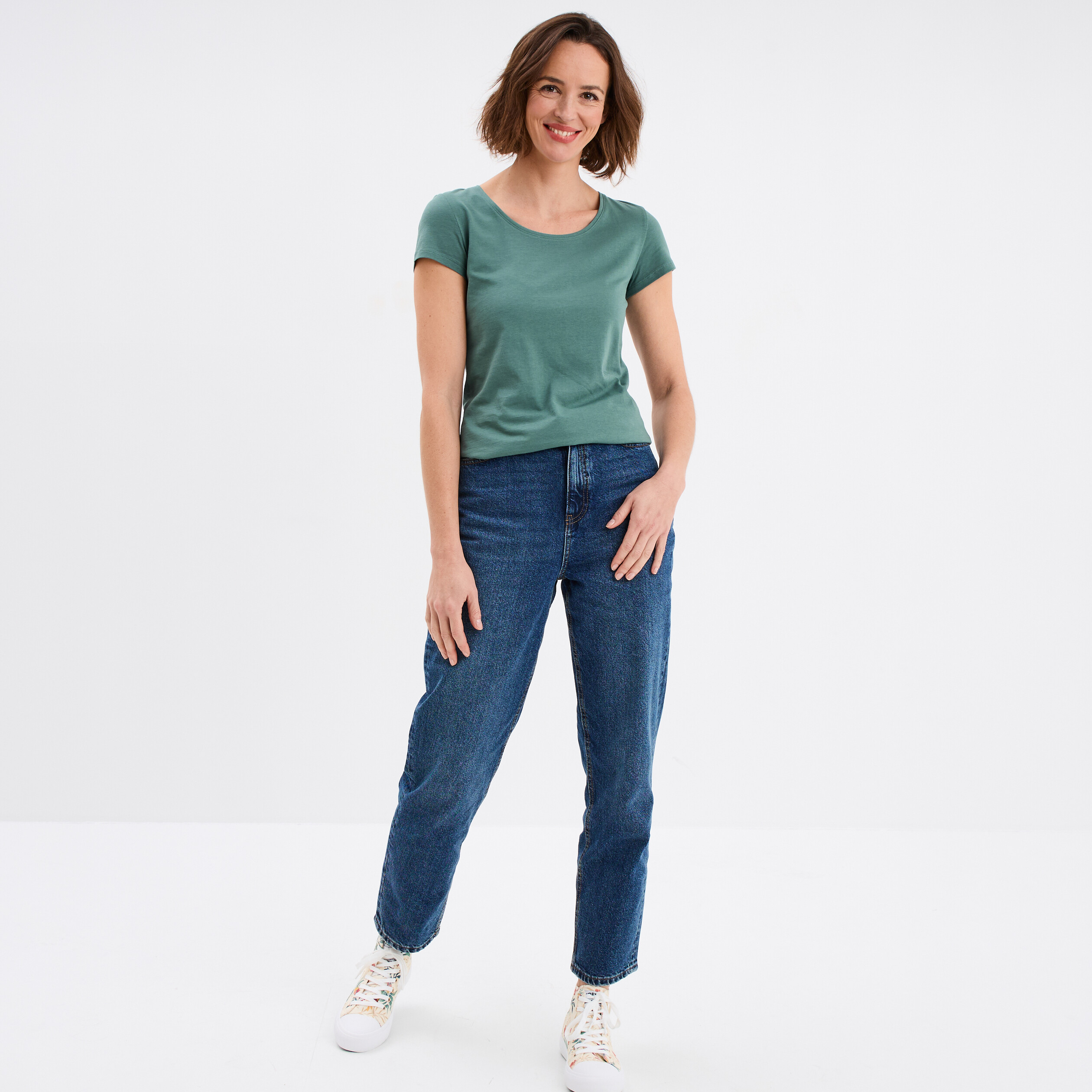 T-Shirt Fille New Look Vert - Coton - Taille 12 Ans - Col Rond - Très Bon état