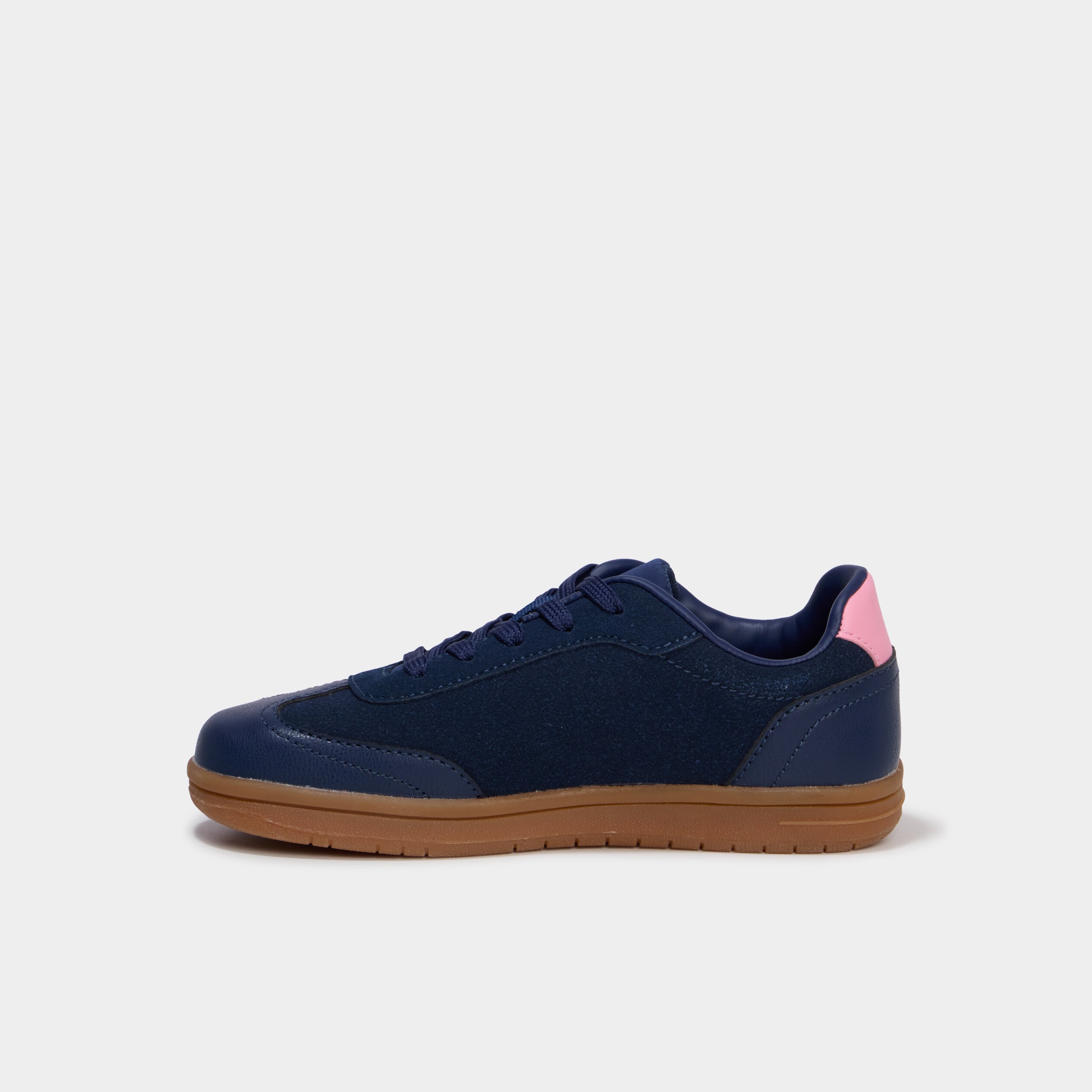 Baskets &agrave; lacets mix mati&egrave;res bleu marine fille