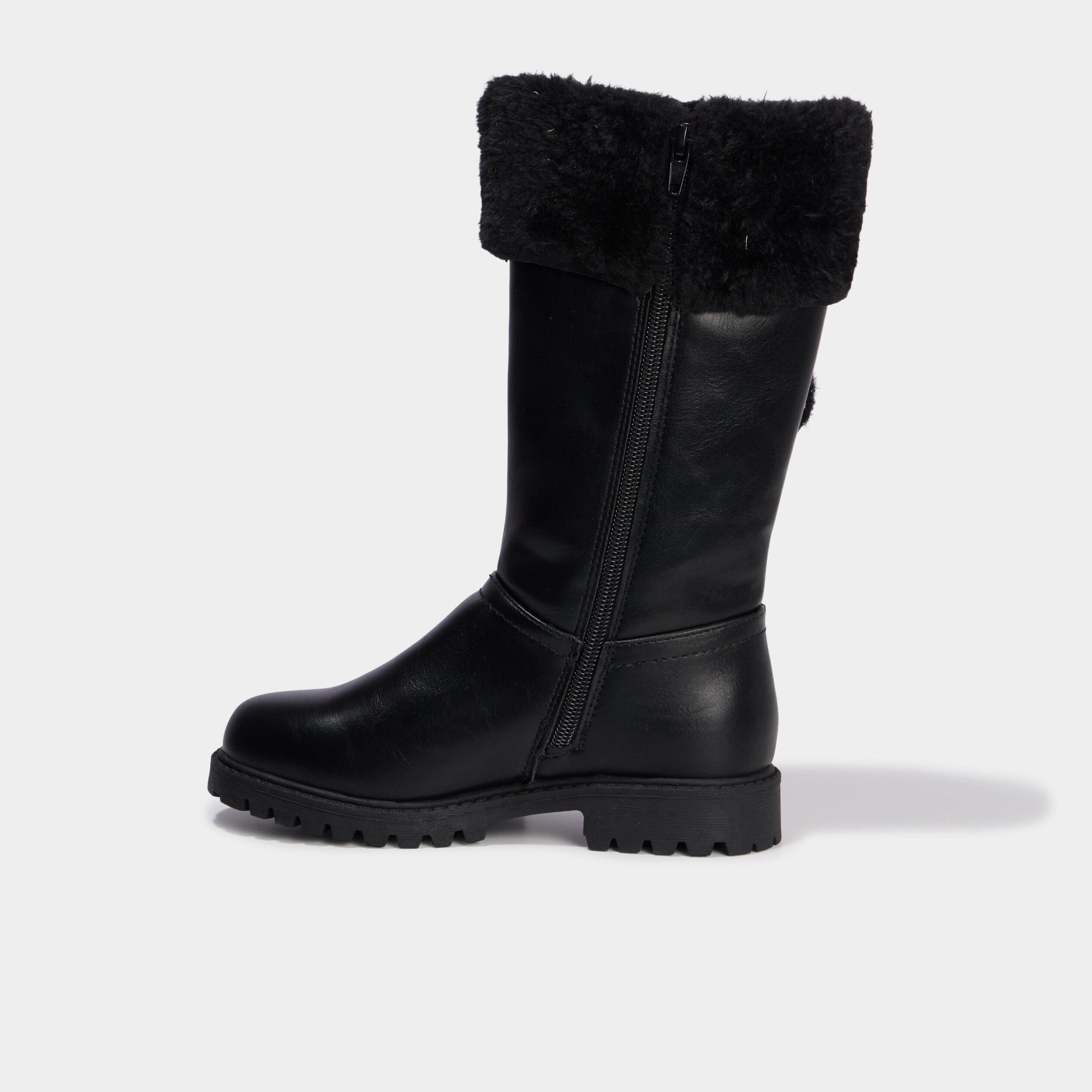 Bottes fourr&eacute;es &agrave; pompons noir fille