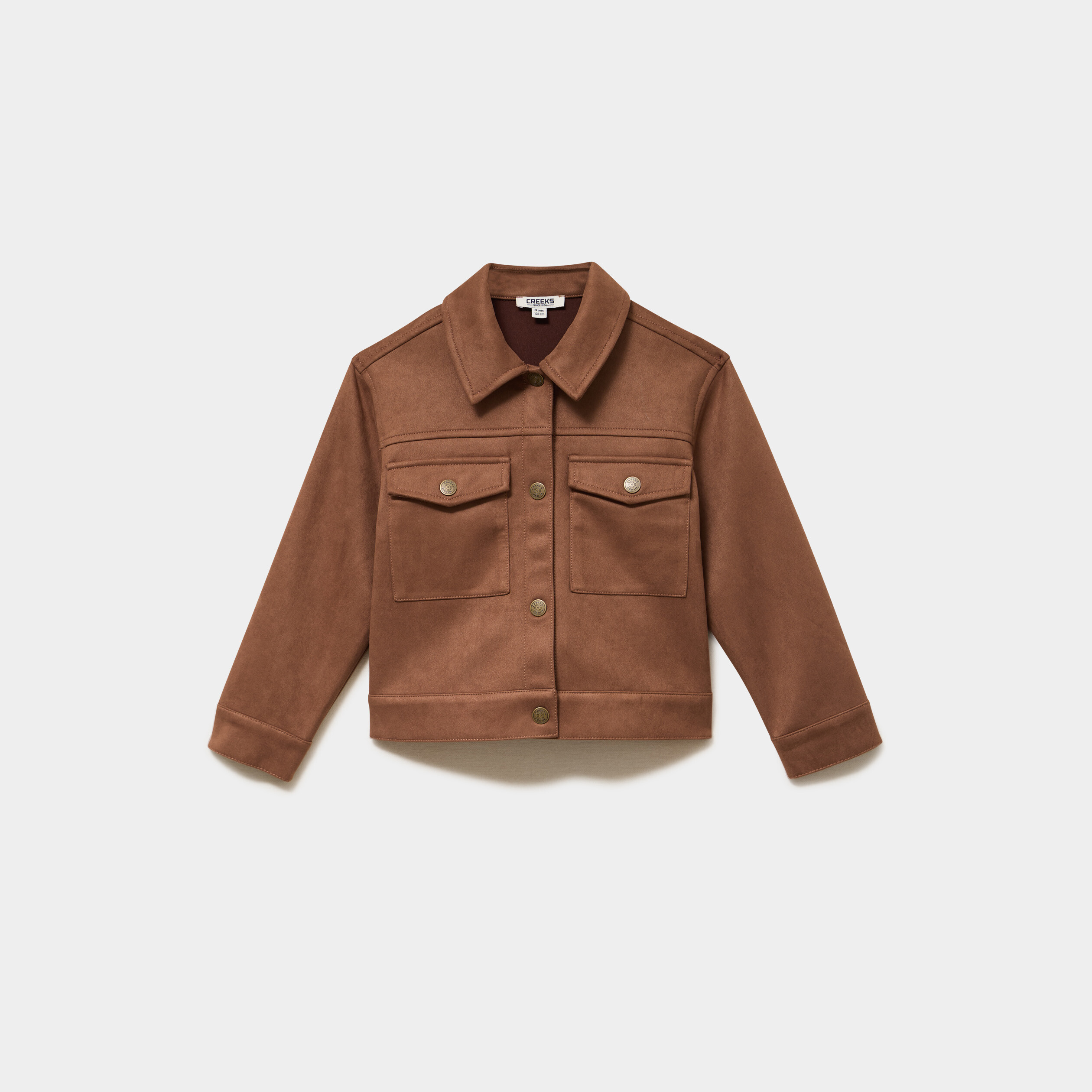 Veste effet su&eacute;dine 2 poches camel fille