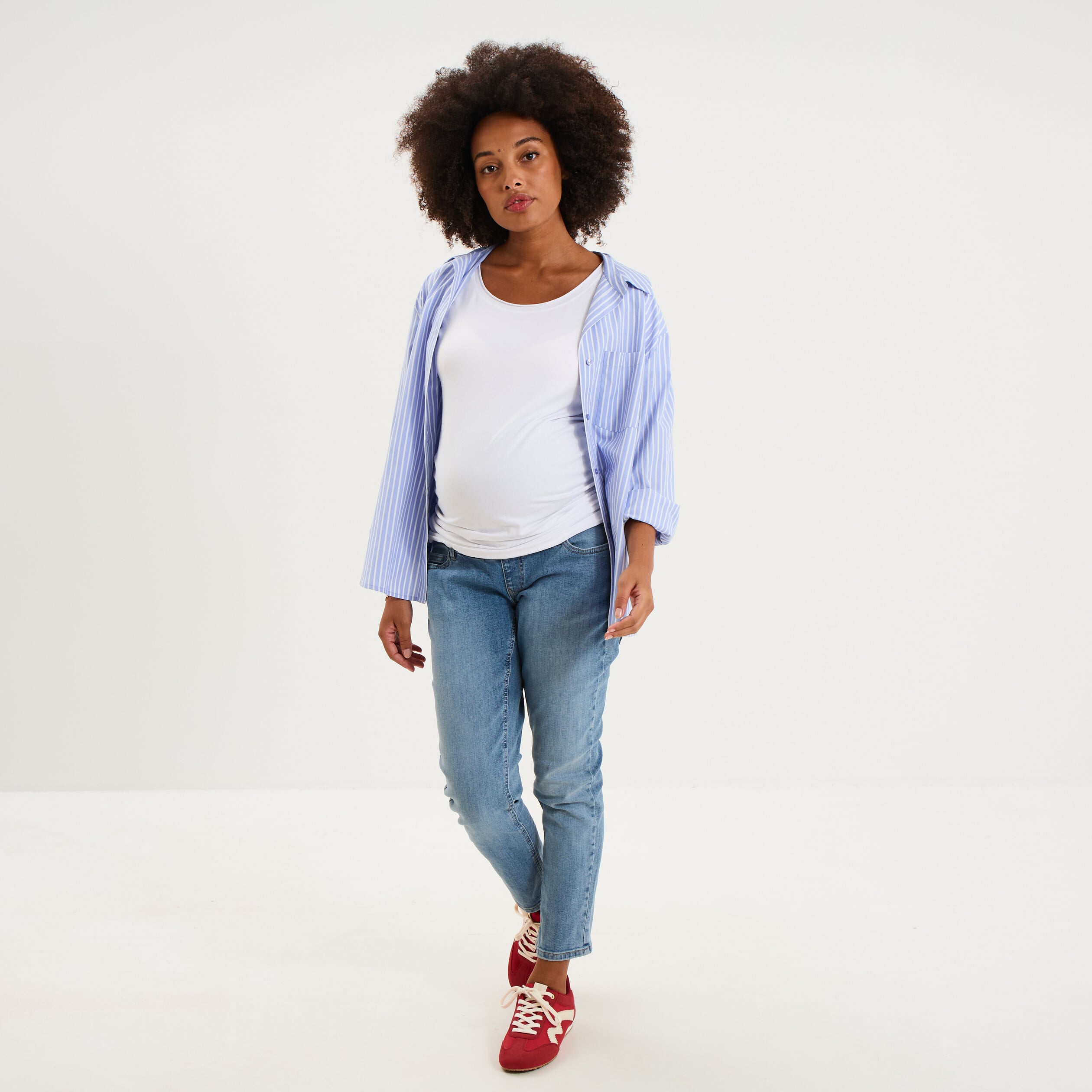 T-shirt grossesse manches courtes coton blanc femme maternit&eacute;