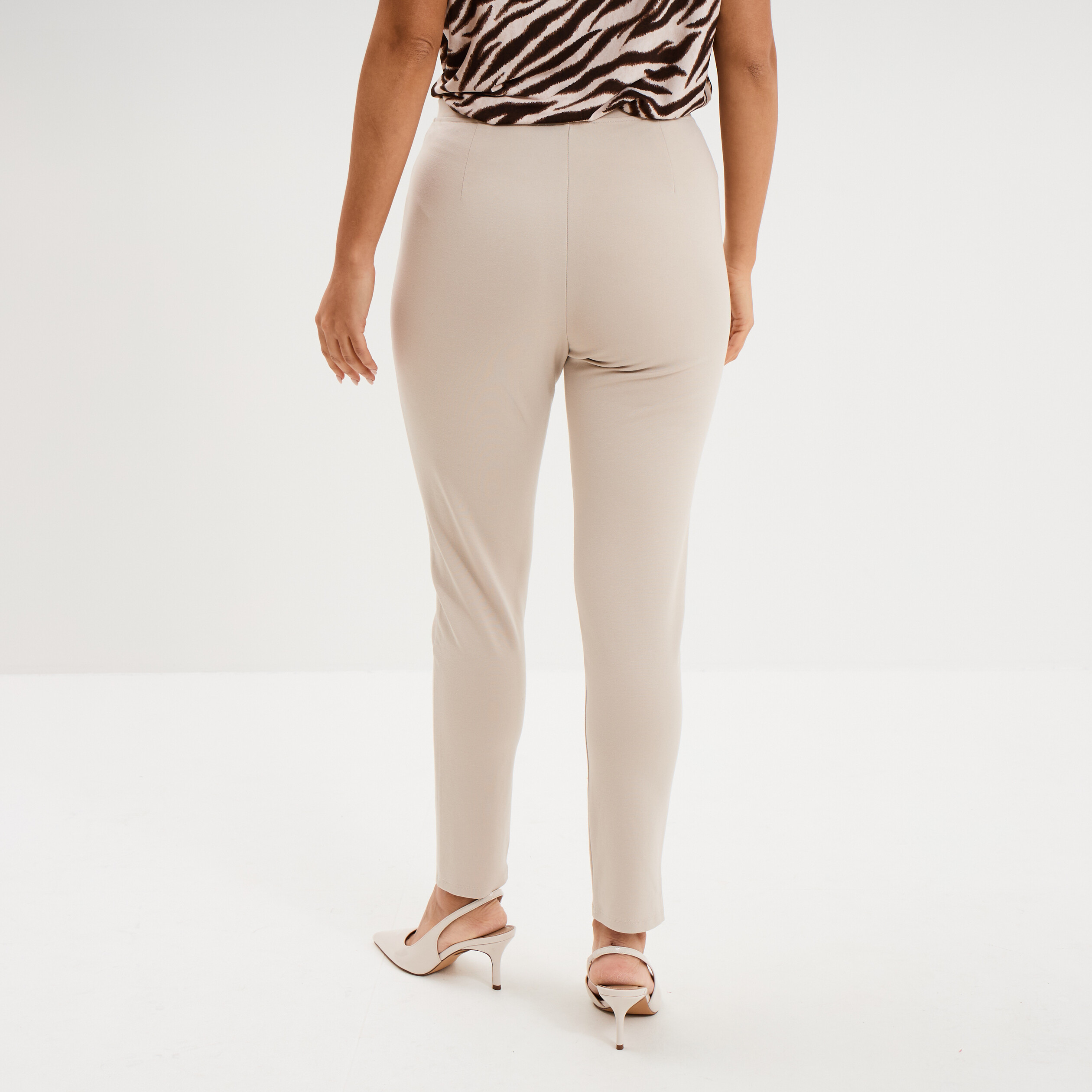 Leggings &agrave; boutons pont beige femme