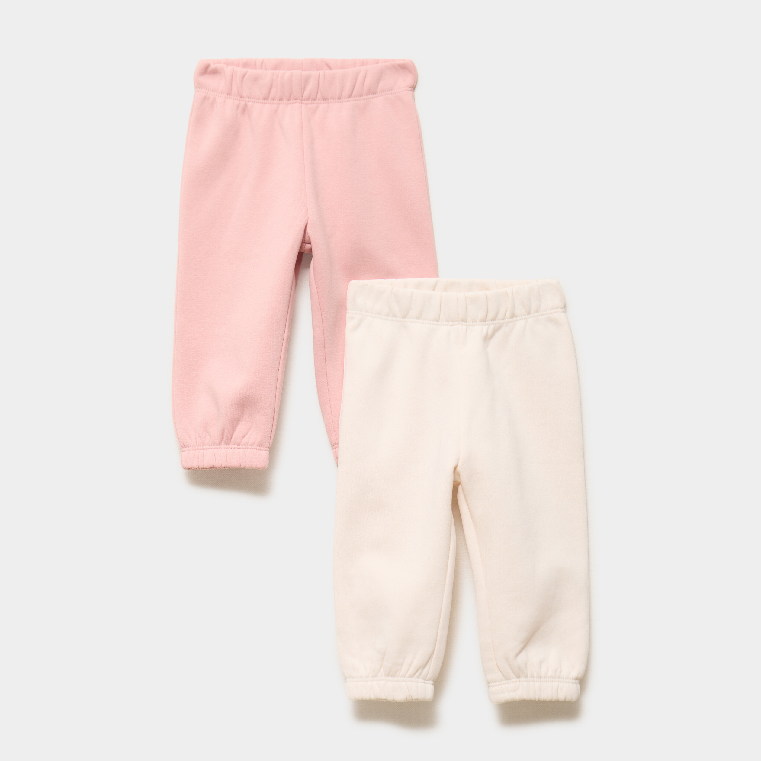 Lot 2 pantalons de jogging bas &eacute;lastiqu&eacute; rose poudr&eacute;e b&eacute;b&eacute; fille
