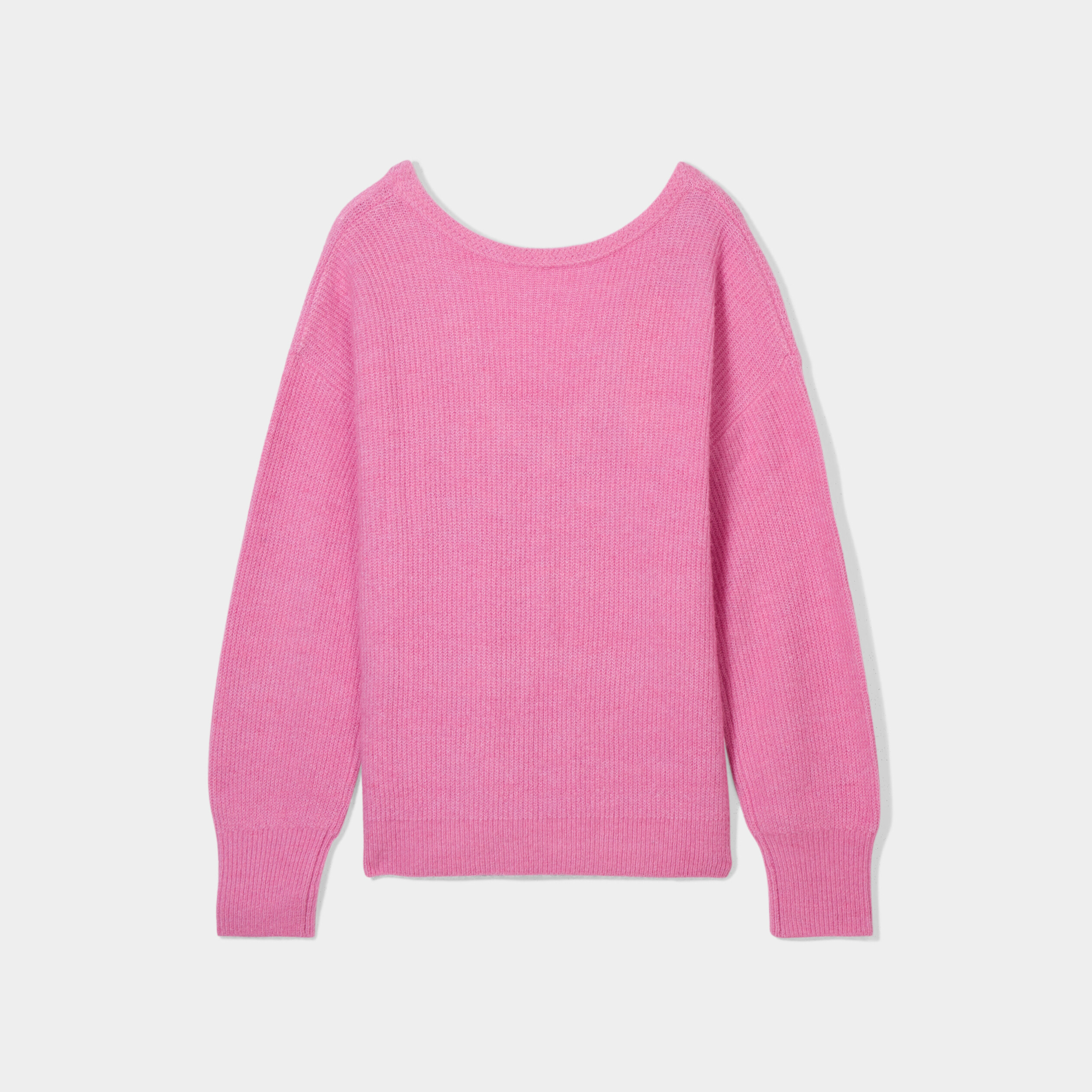 Pull réversible dos col en V rose femme