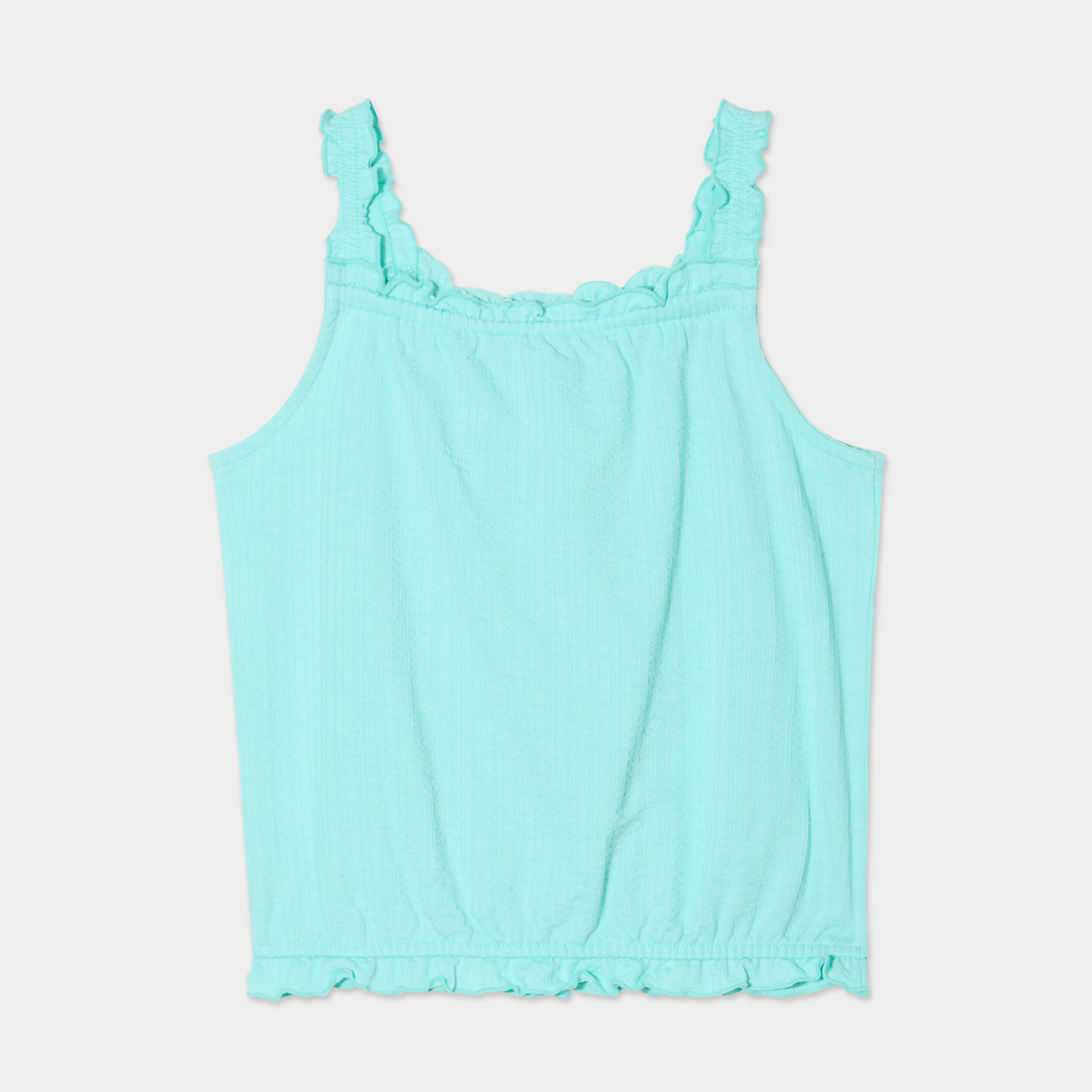 debardeur encolure carree bleu turquoise fille Débardeur encolure carrée bleu turquoise fille
