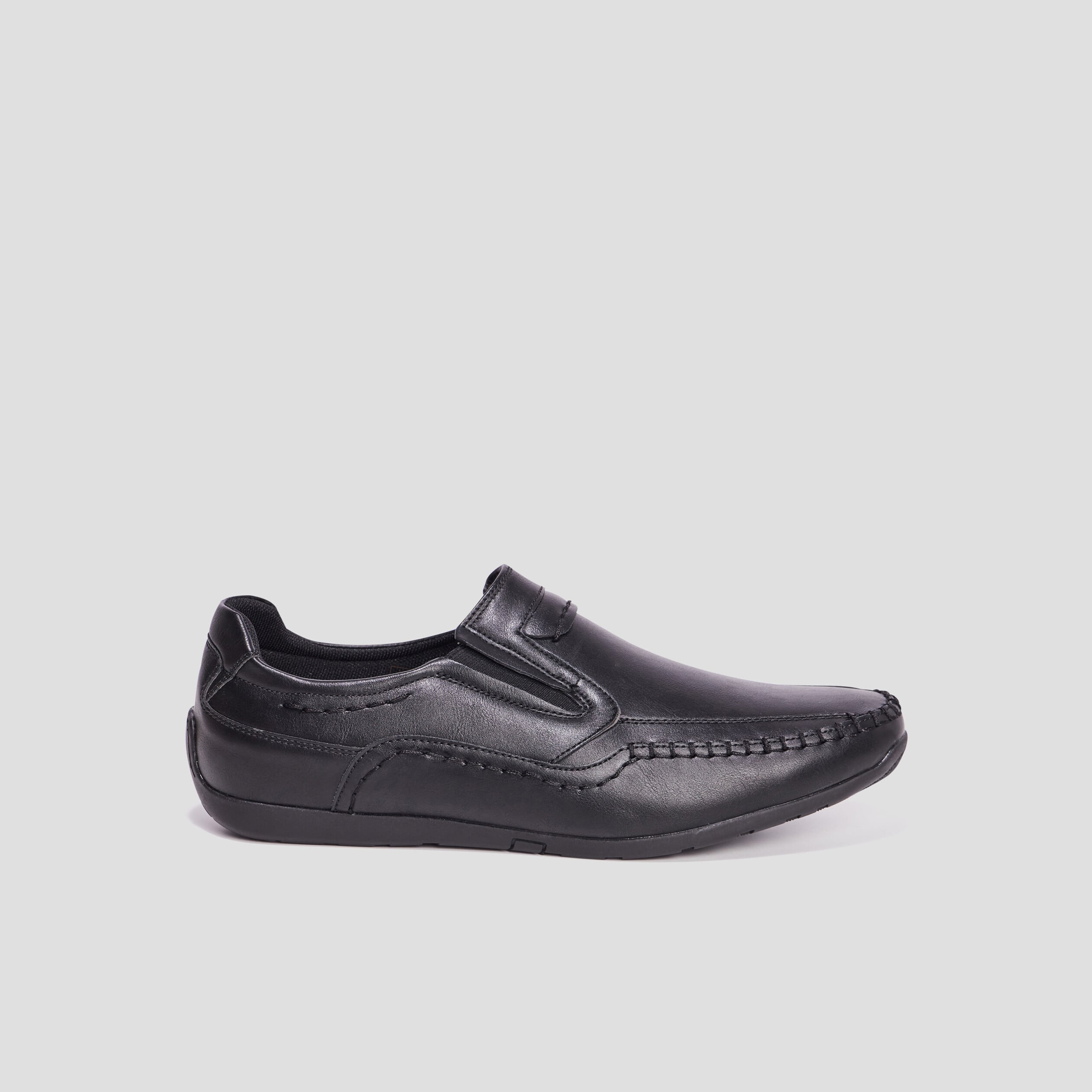 Mocassins confort &agrave; bout carr&eacute; noir homme