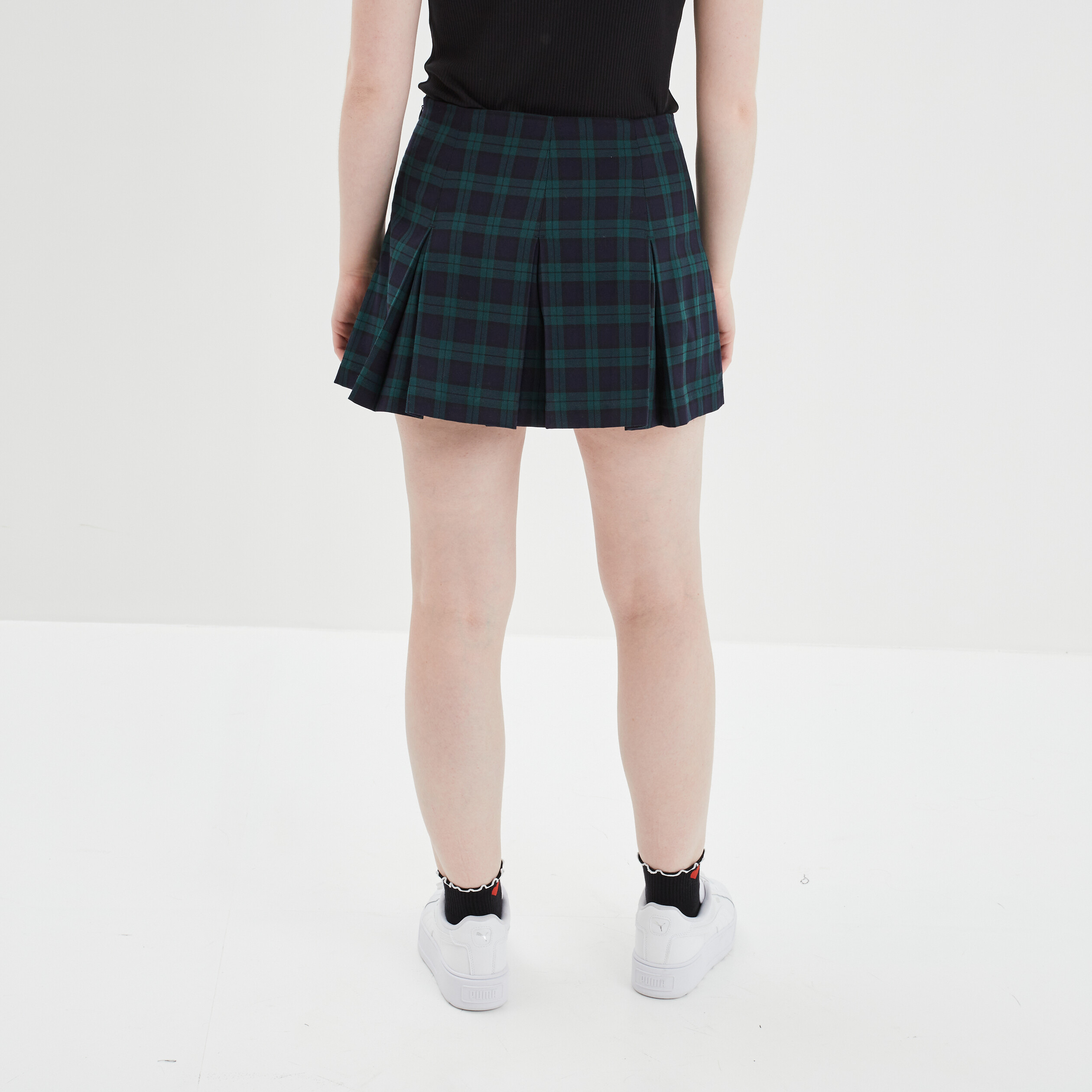 Jupe short pliss e courte bleu marine femme La Halle