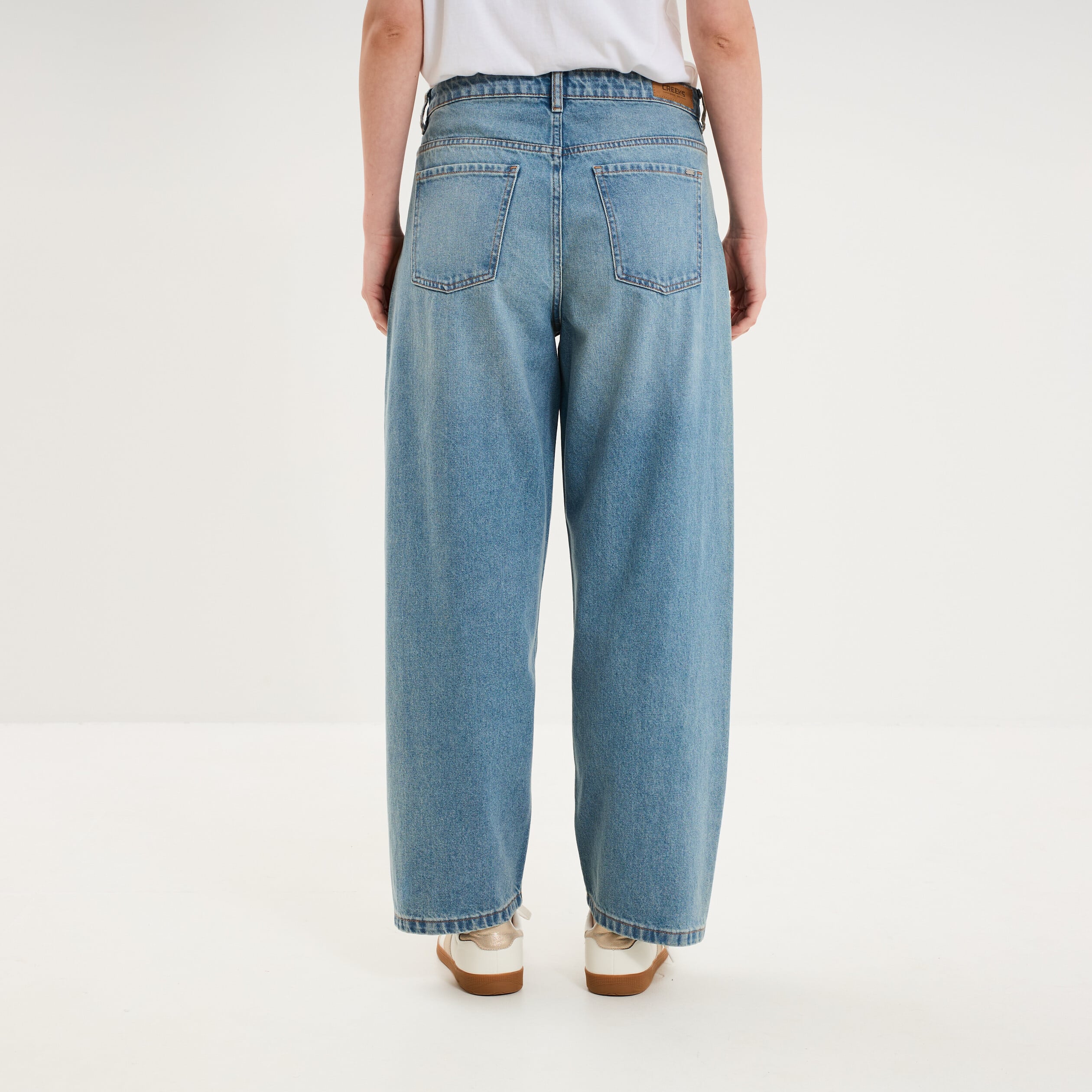 Jean balloon cropped coton denim stone femme