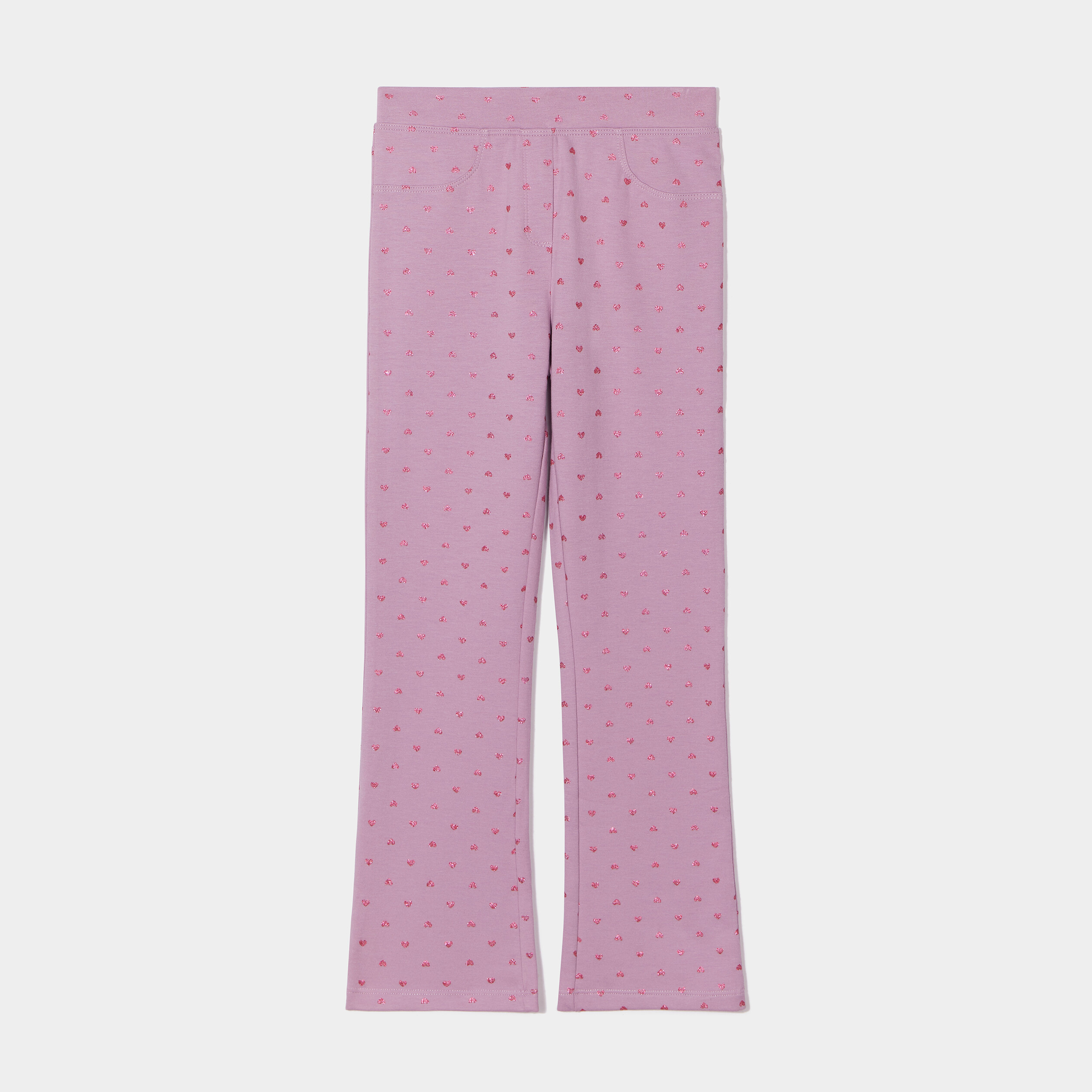 pantalon flare taille elastiquee parme fille Pantalon flare taille élastiquée parme fille