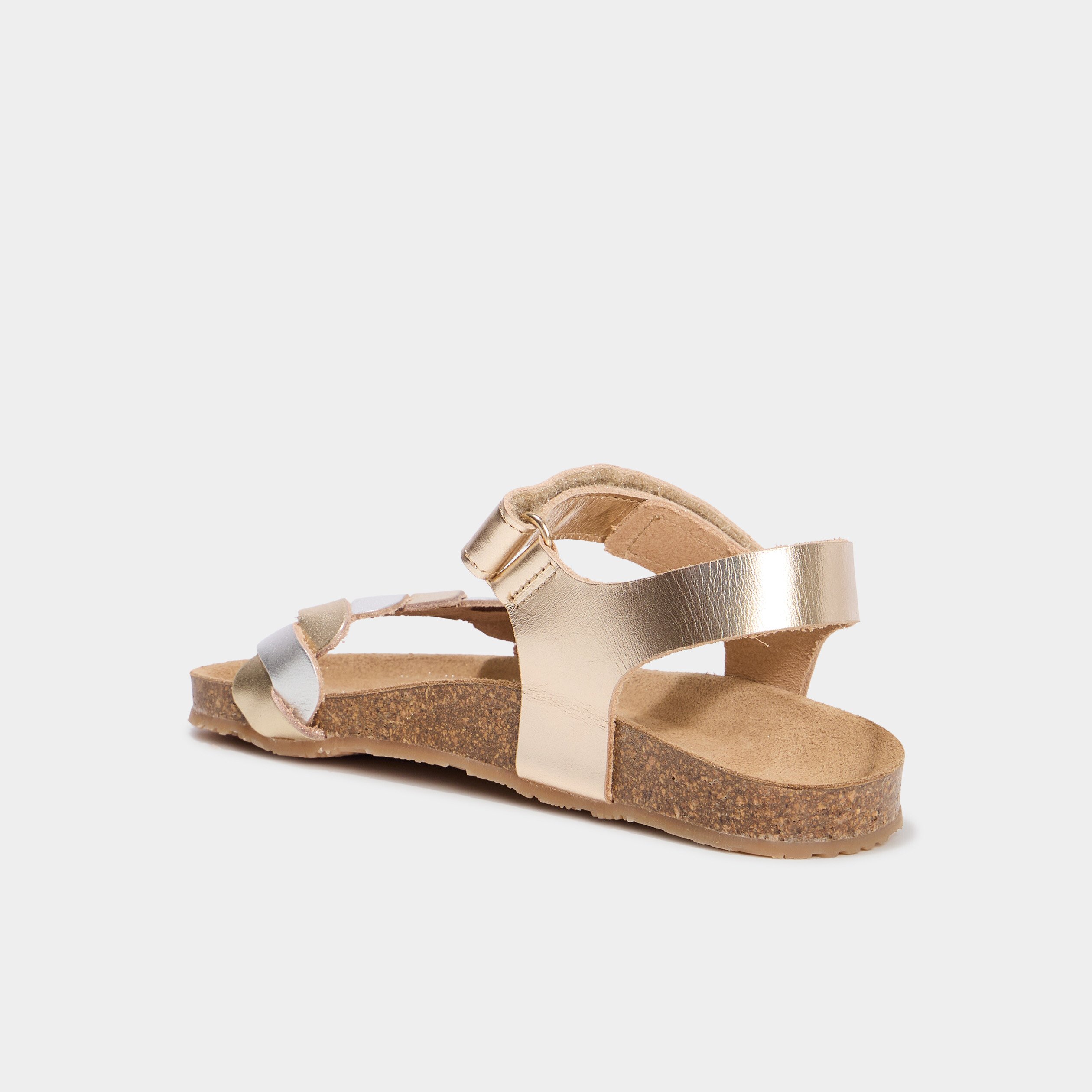 sandales brides tressees en cuir jaune or fille Sandales brides tressées en cuir jaune or fille