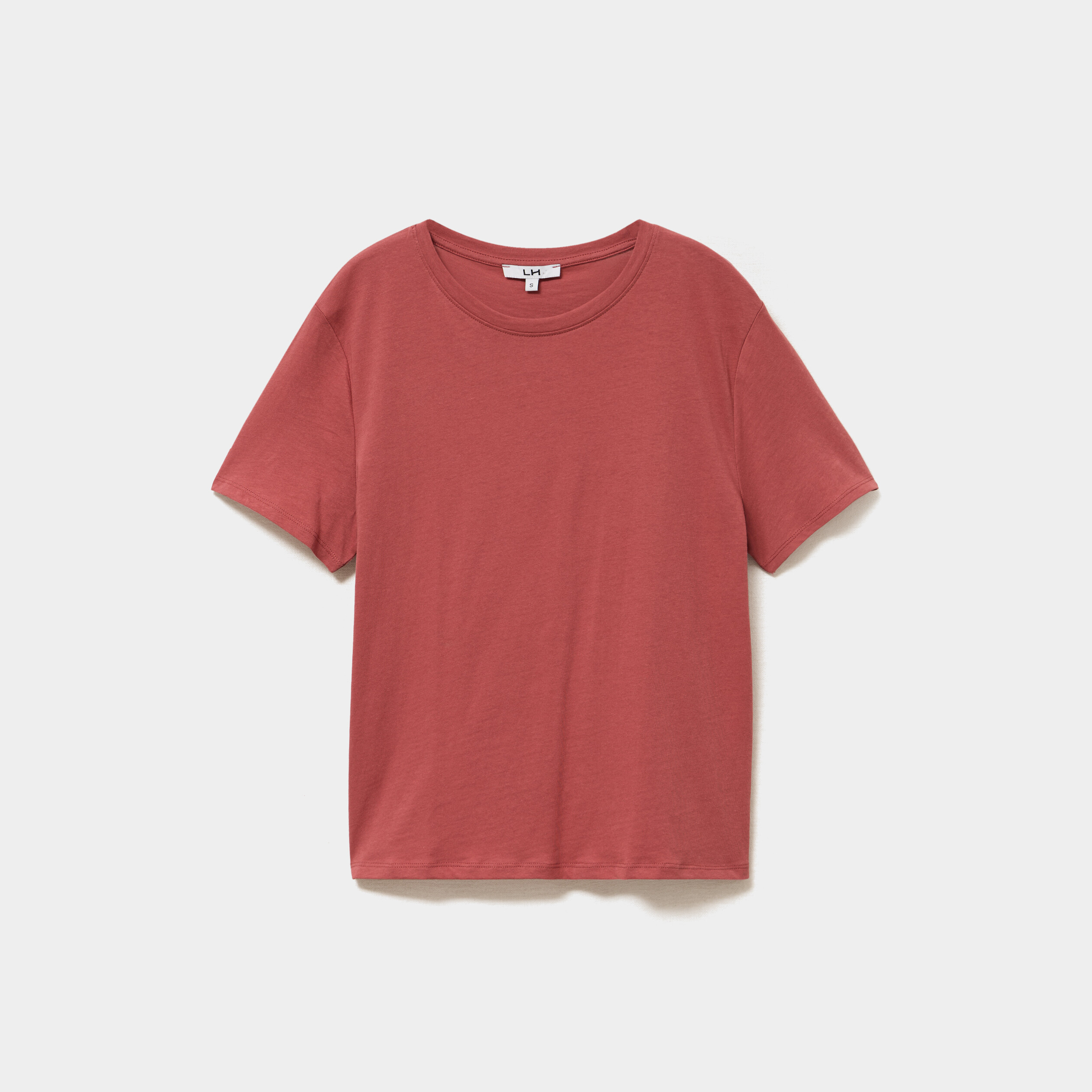 T-shirt col rond manches courtes coton vieux rose femme