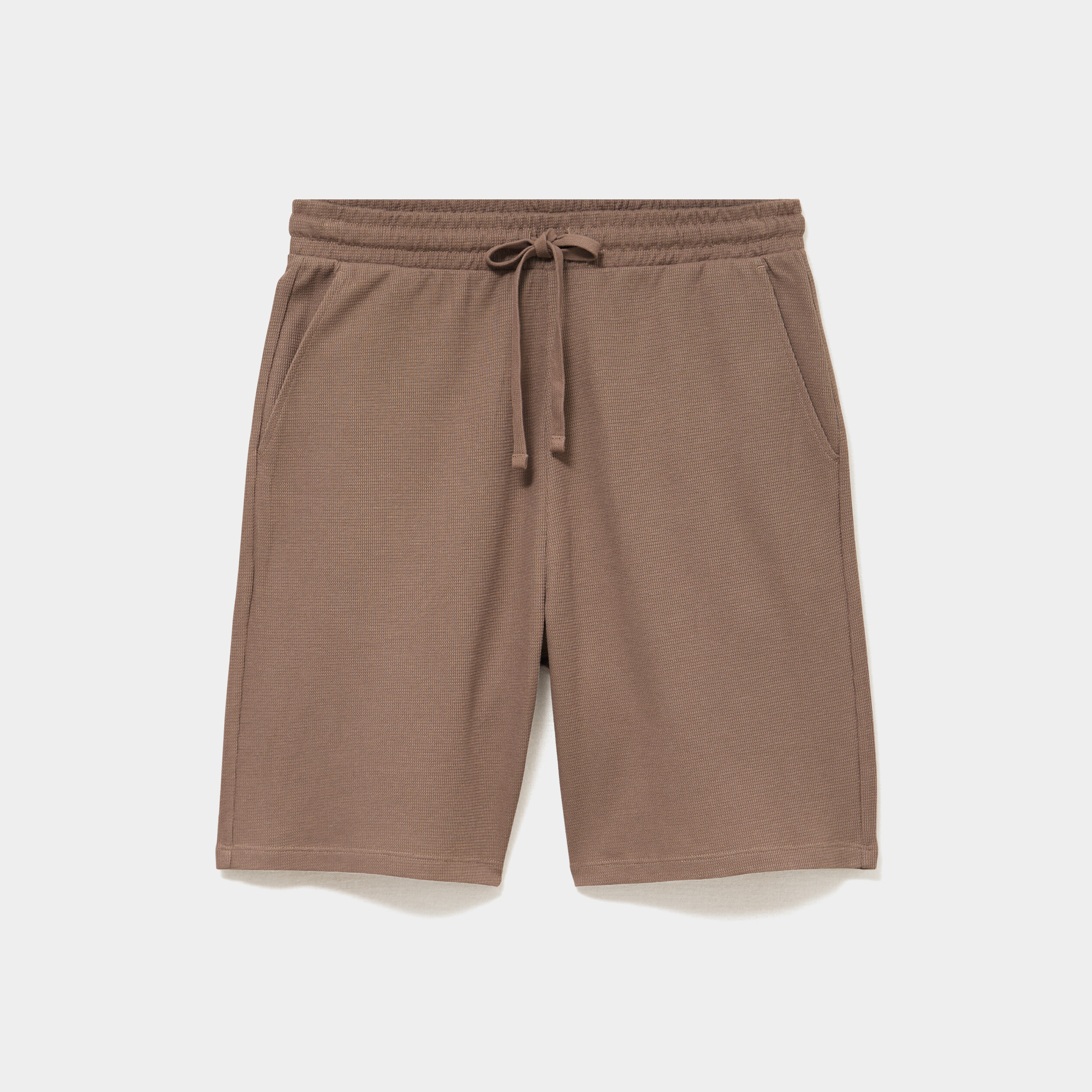Bermuda textur&eacute; coupe droite coton marron homme