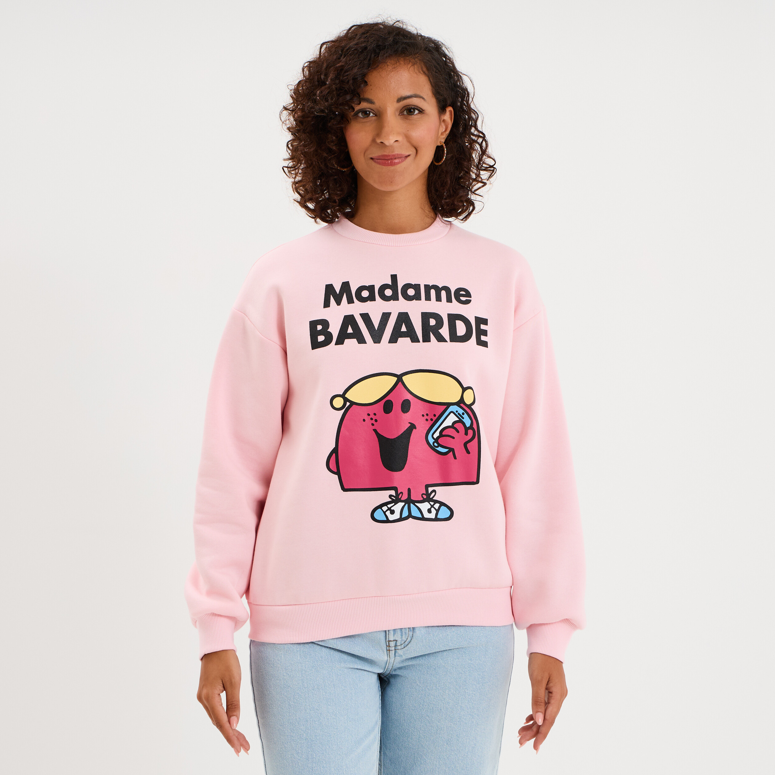 sweat col rond monsieur et madame rose femme Sweat col rond Monsieur et Madame rose femme
