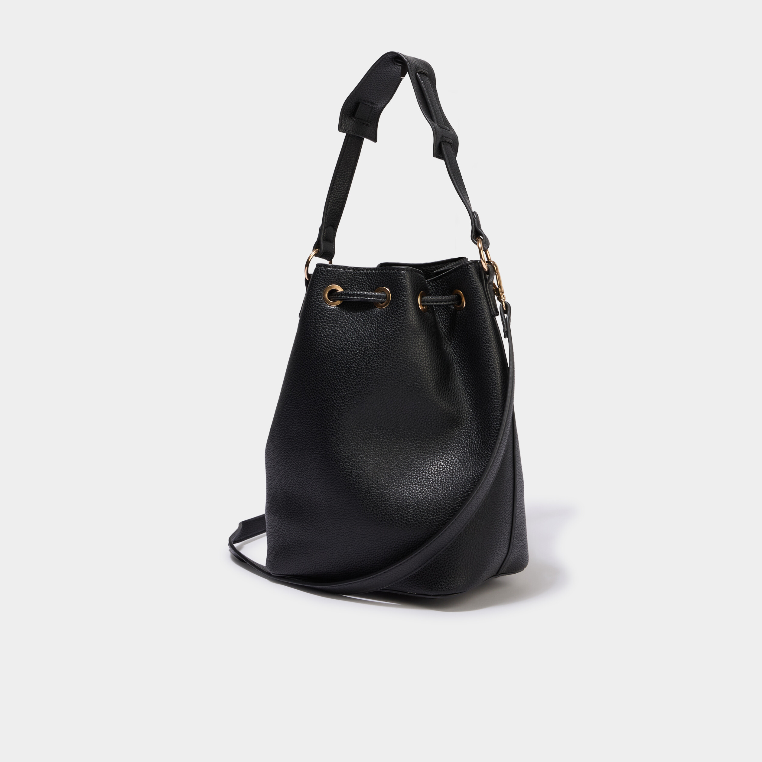 Sac seau avec bandouli&egrave;re amovible noir femme