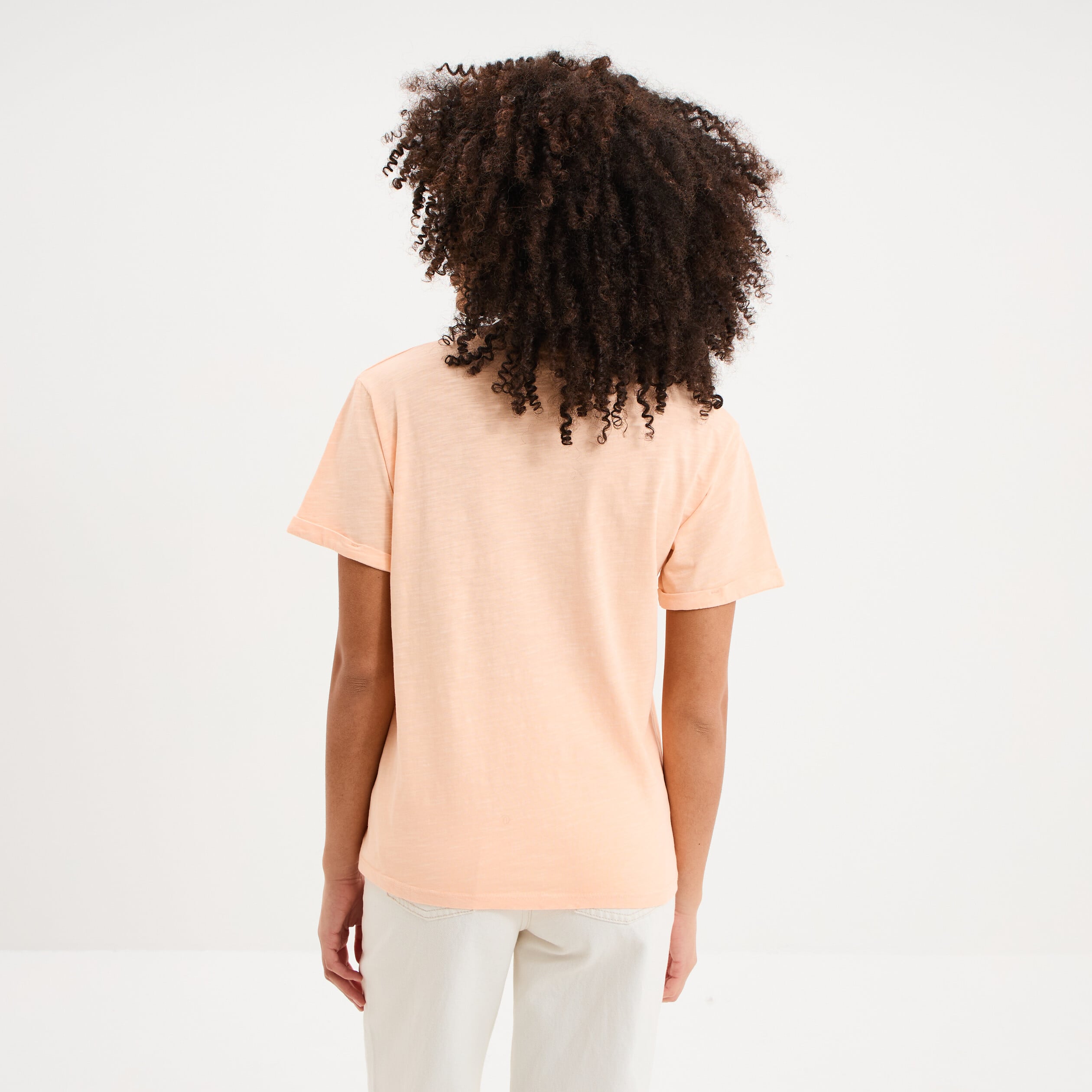 T-shirt manches courtes coton orange fluo femme