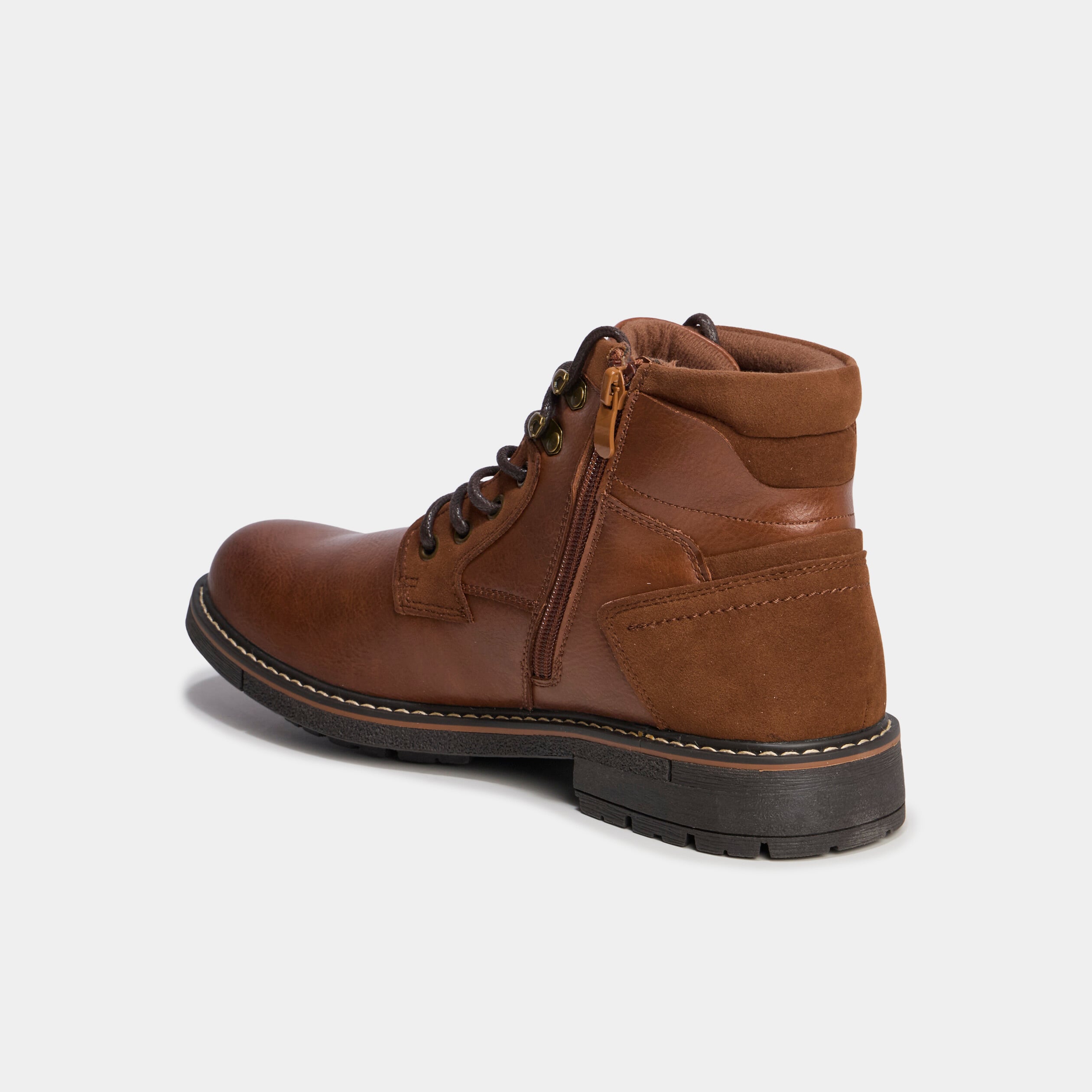 Bottines montantes zipp&eacute;es crant&eacute;es marron homme