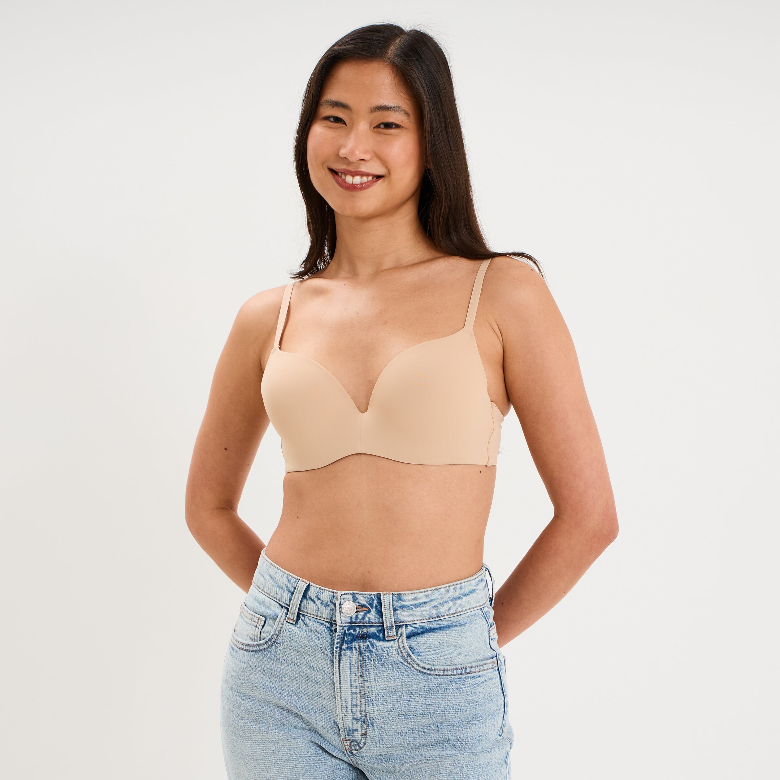 Soutien-gorge push-up microfibre beige femme