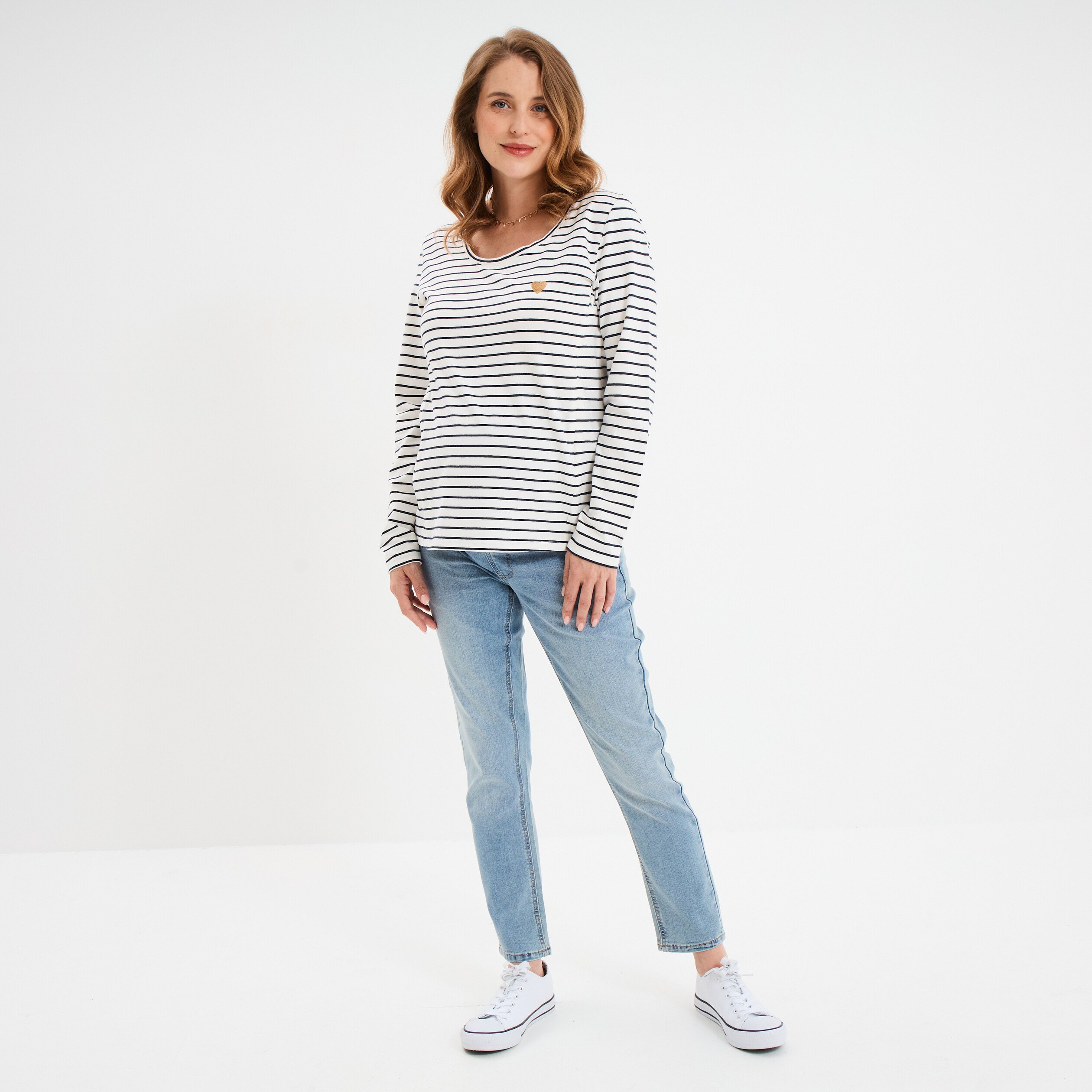 t shirt allaitement manches longues ecru femmemater T-shirt allaitement manches longues ecru femme maternité
