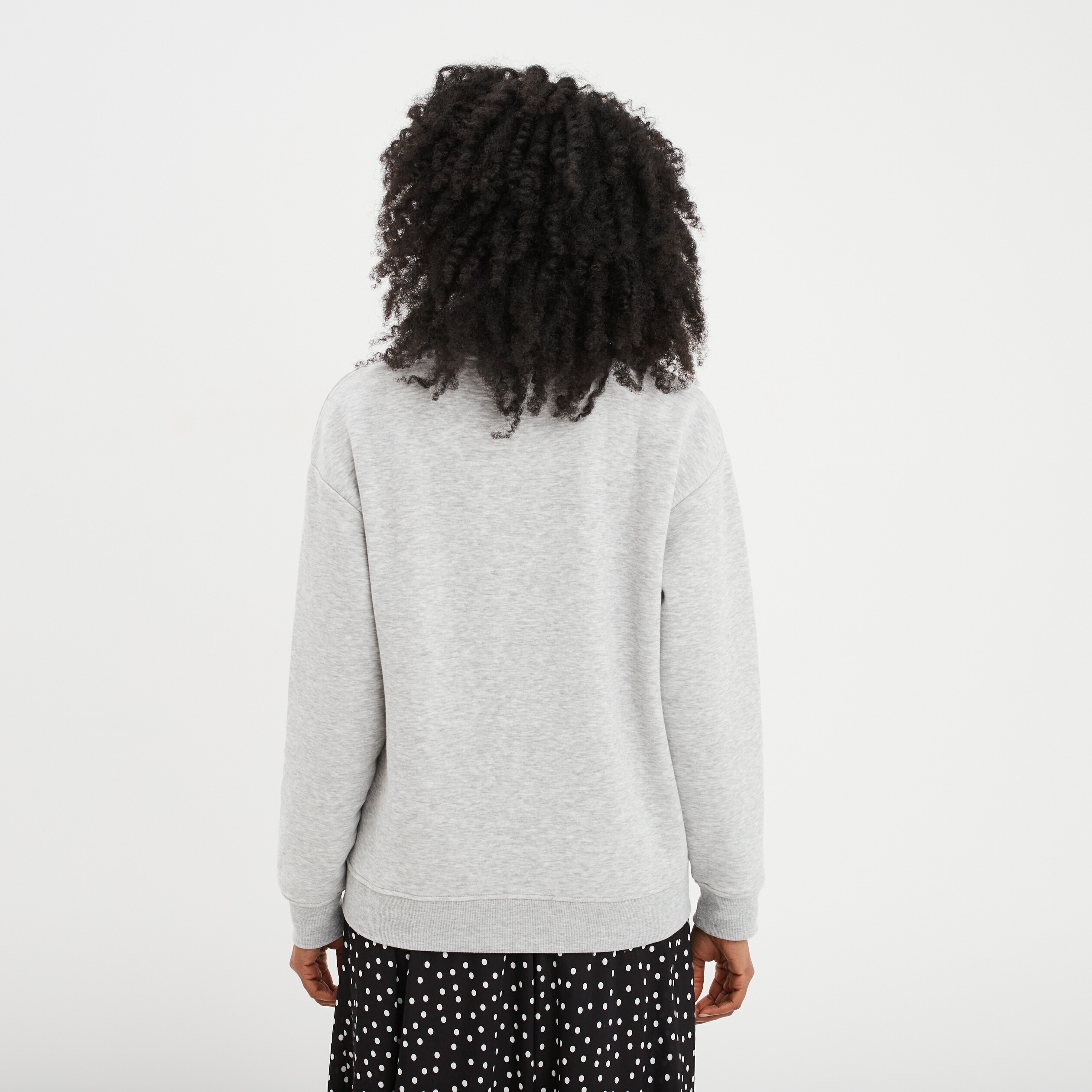 sweat col rond manches longues gris clair femme Sweat col rond manches longues gris clair femme