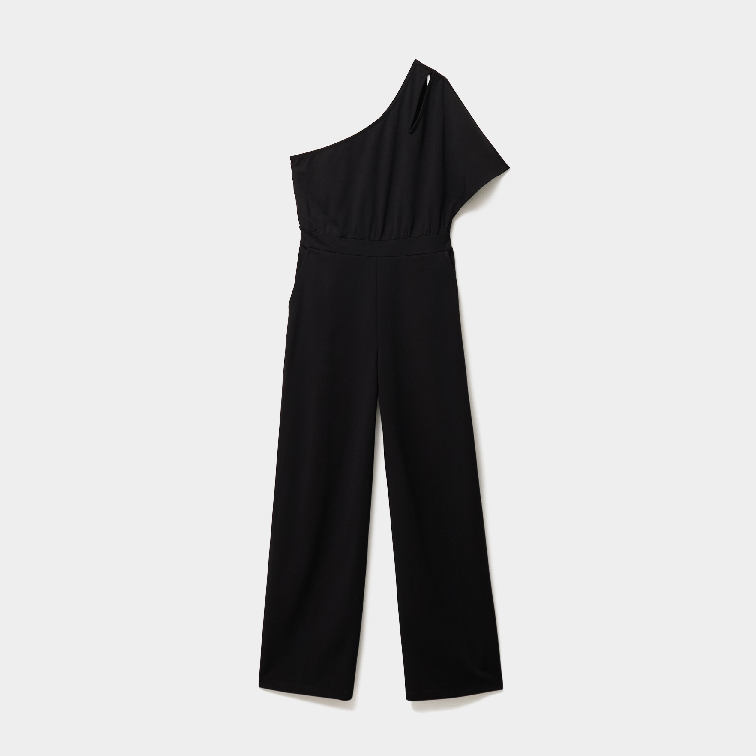 Combinaison pantalon col asym&eacute;trique noir femme