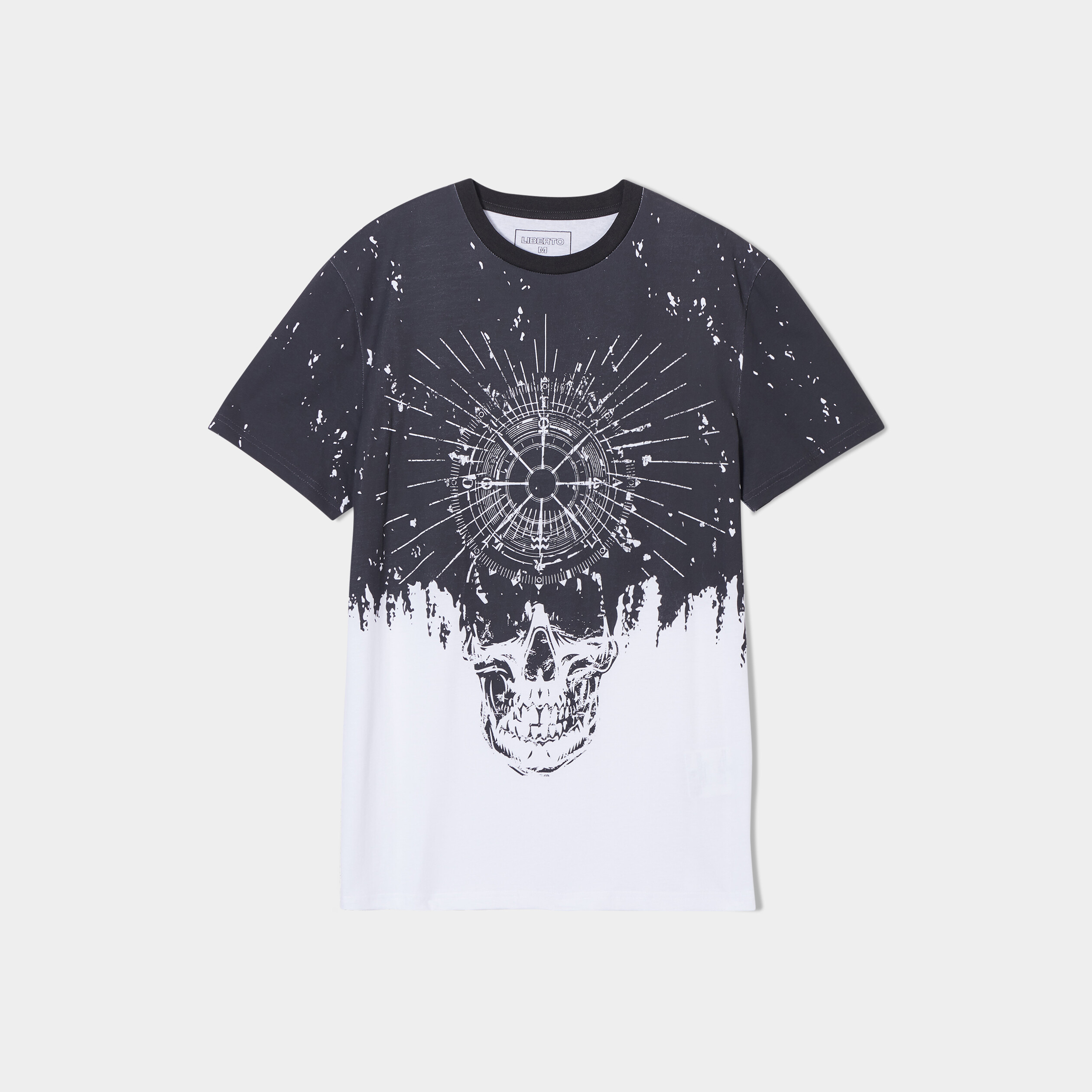 T-shirt manches courtes col rond Liberto noir homme